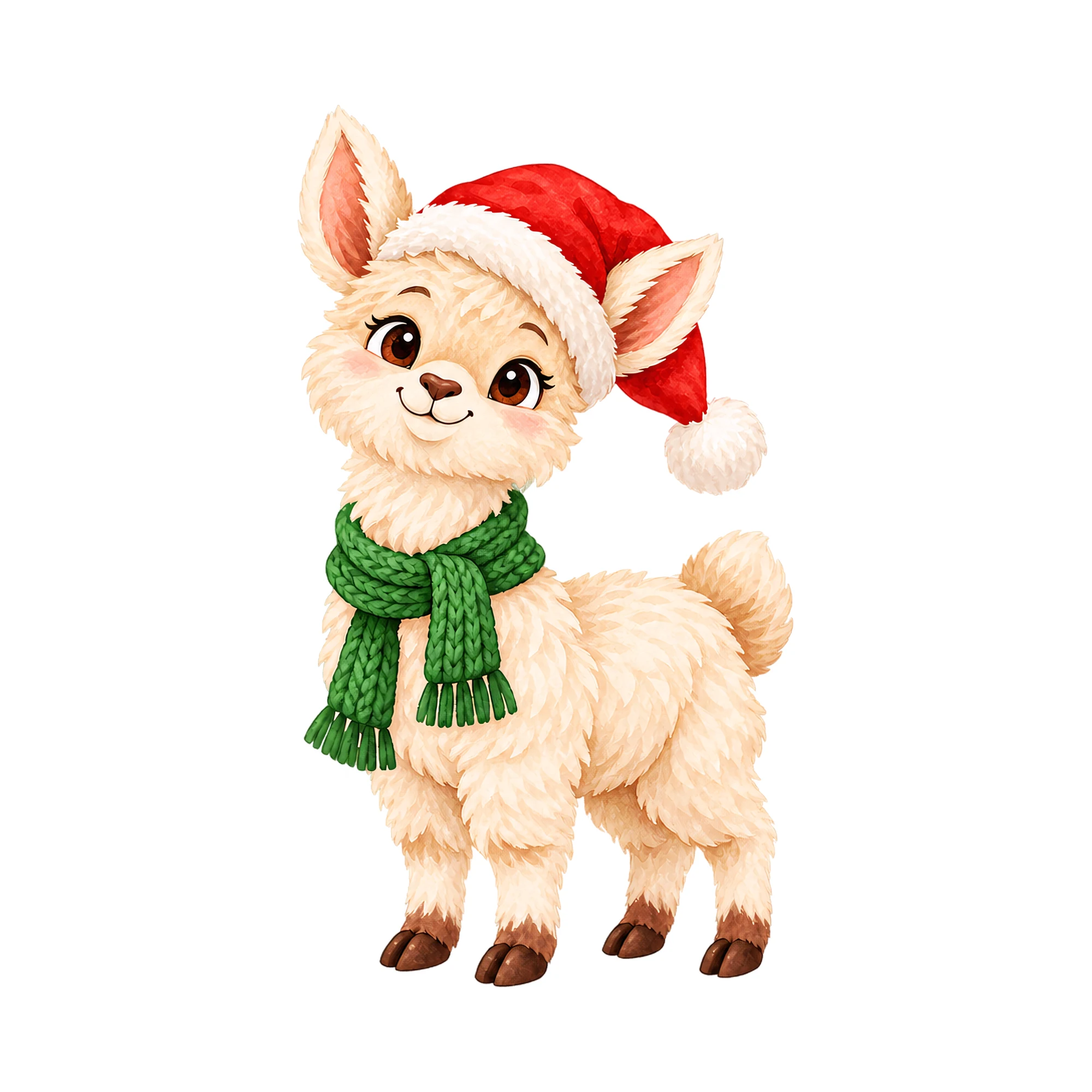 Bügelbild Weihnachts Lama, Weihnachten Shirt Motiv als Grafik auf weißem Hintergrund (BB014814)