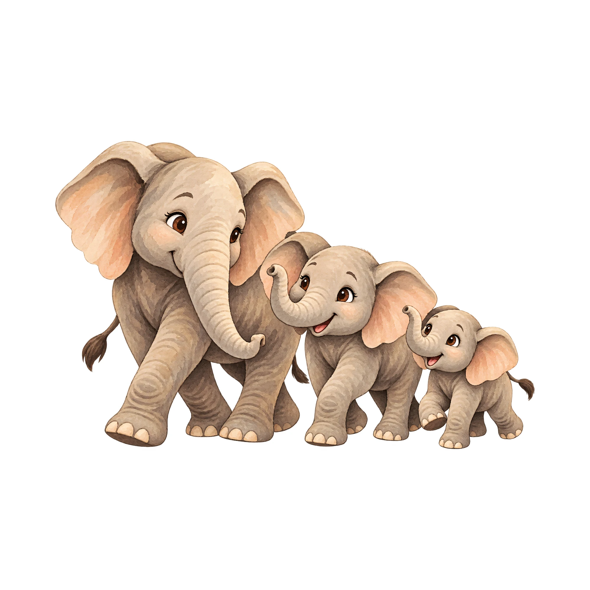 Bügelbild Elefant Familie, Lustiger Shirt Motiv als Grafik auf weißem Hintergrund (BB015447)