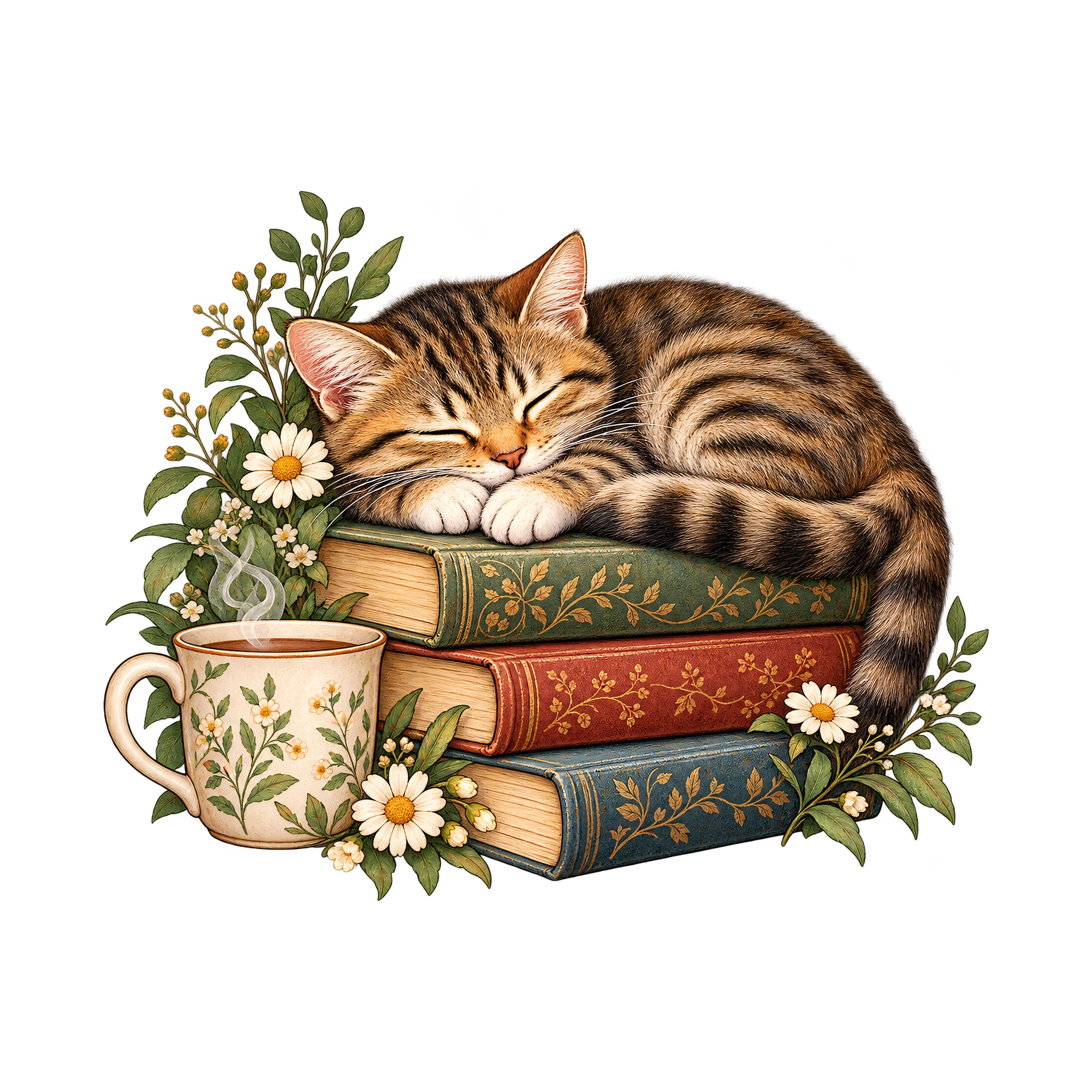 Bügelbild „Lesende Katze“, Tiere Shirt Motiv als Grafik auf weißem Hintergrund (BB019075)