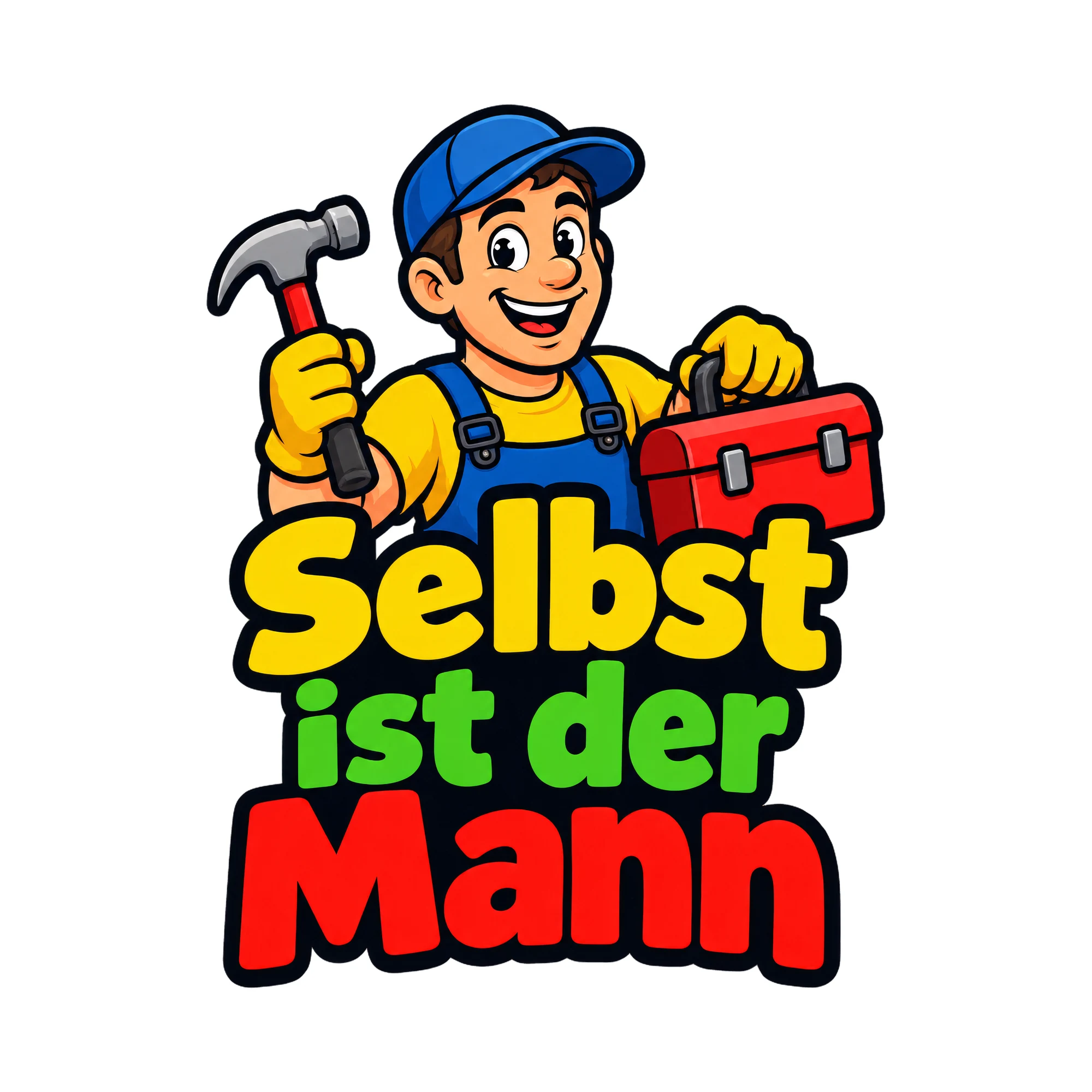 Bügelbild Selbst ist der Mann, Hobby Shirt Spruch als Grafik auf weißem Hintergrund (BB016546)