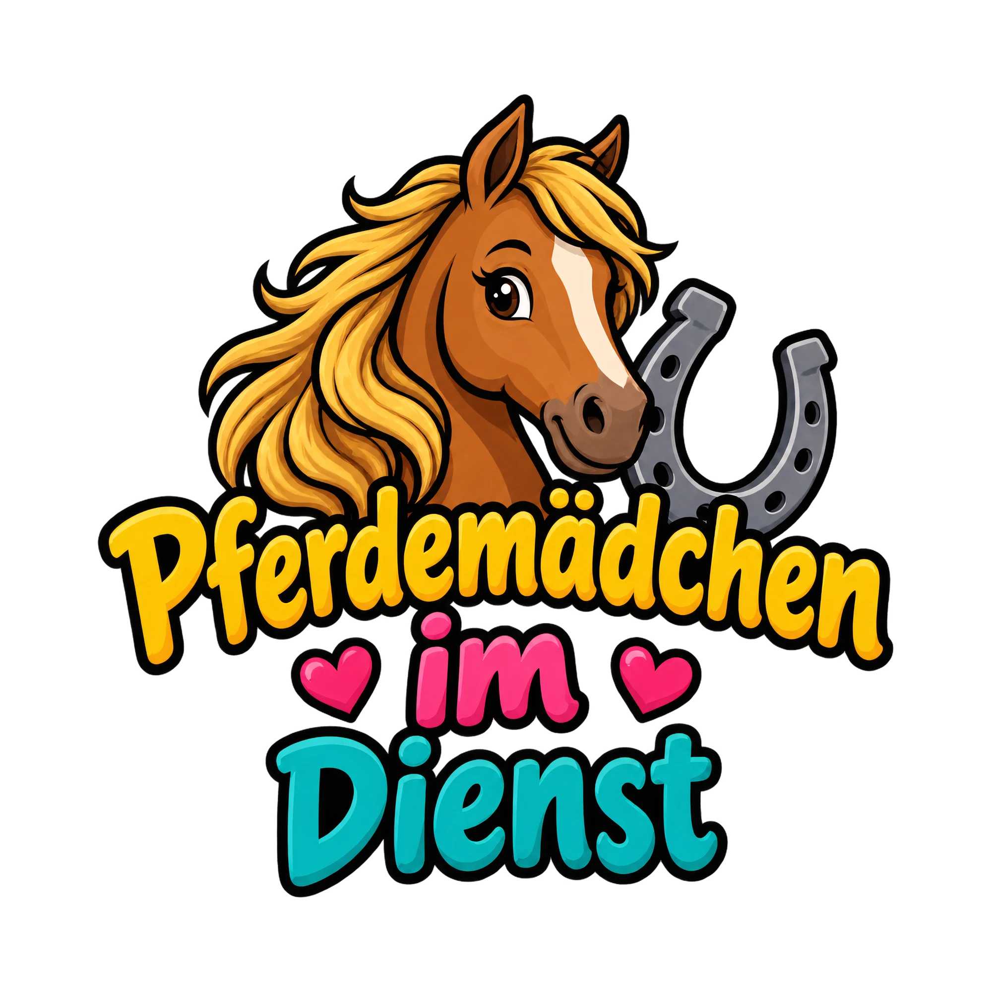 Bügelbild Pferdemädchen im Dienst, Tiere Shirt Spruch als Grafik auf weißem Hintergrund (BB016582)
