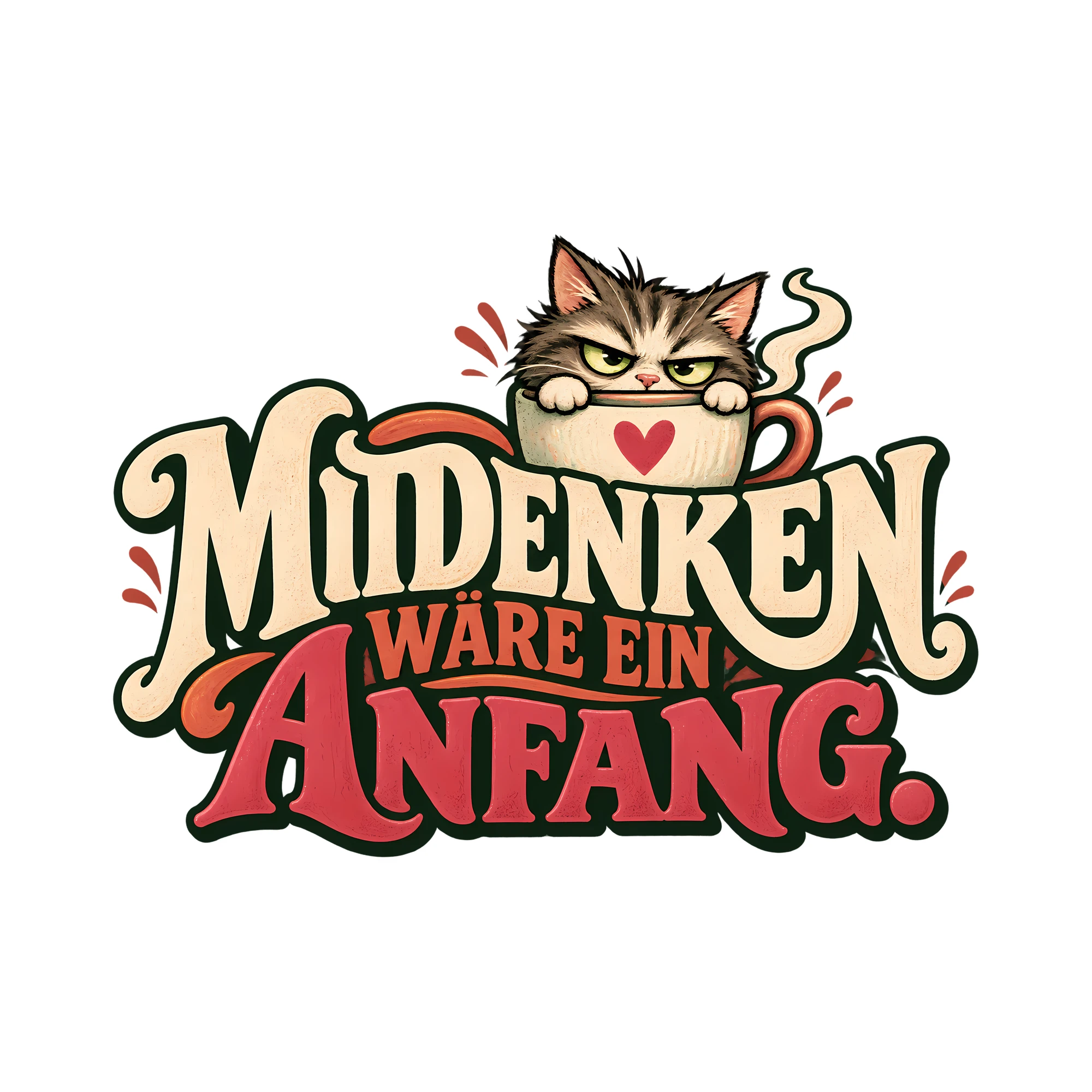 Bügelbild MITDENKEN WÄRE EIN ANFANG. als Grafik auf weißem Hintergrund (BB013994)