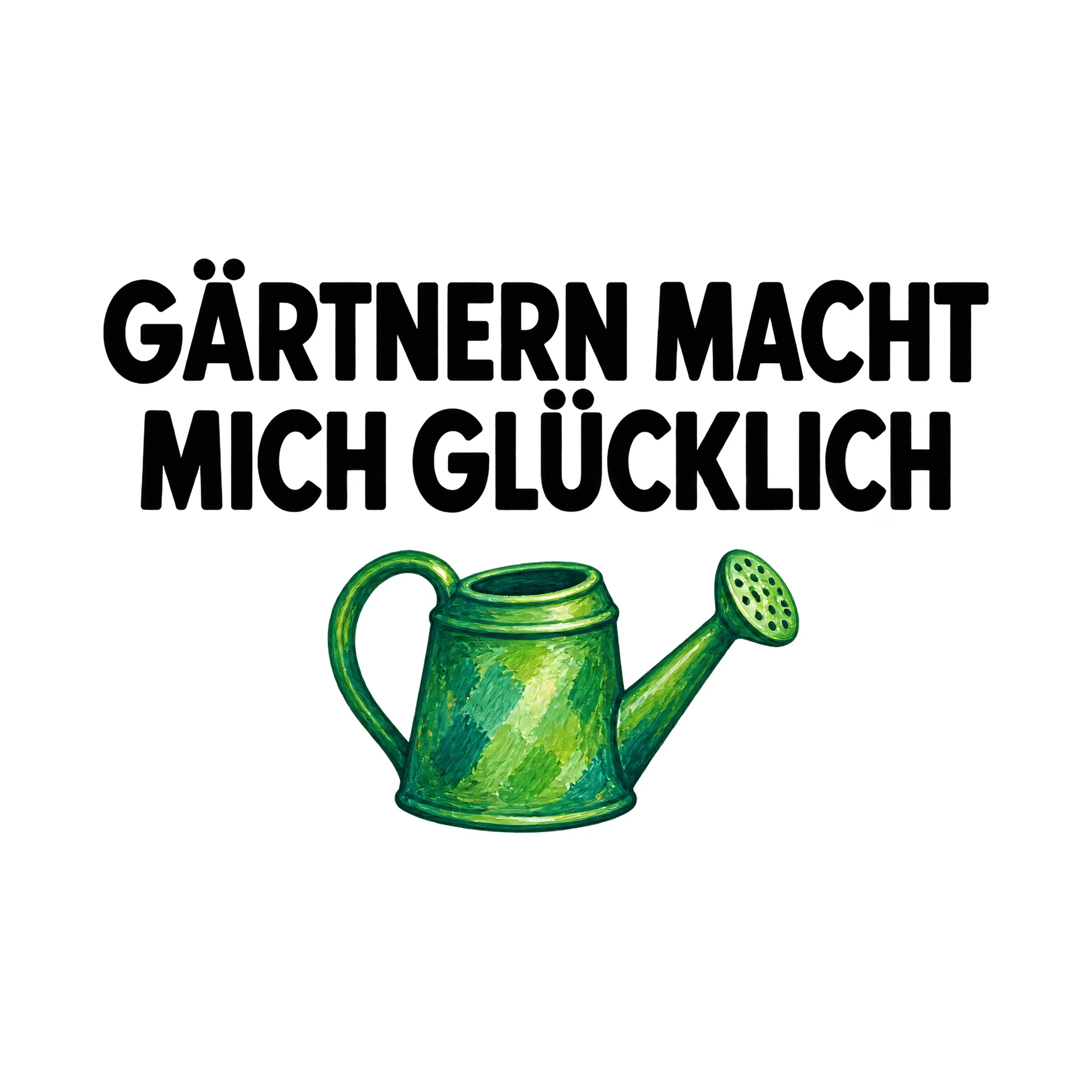 Bügelbild Gärtnern Macht Mich Glücklich, Lustiger Shirt Spruch als Grafik auf weißem Hintergrund (BB015697)