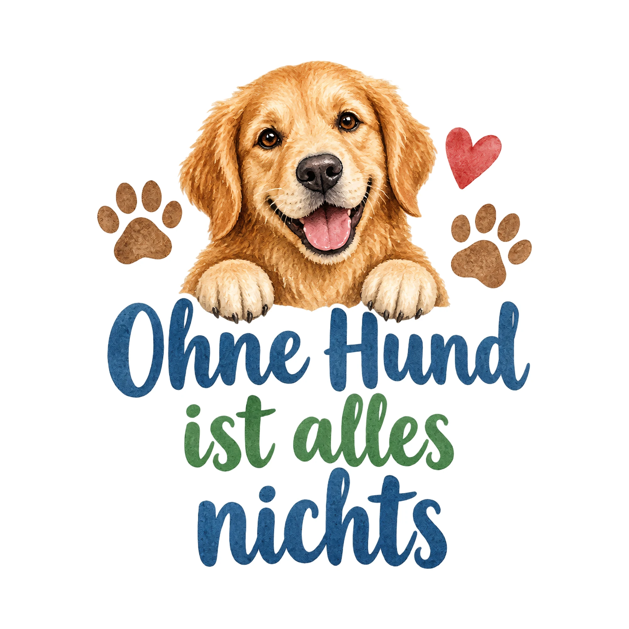 Bügelbild Ohne Hund ist alles nichts, Tiere Shirt Spruch als Grafik auf weißem Hintergrund (BB016550)