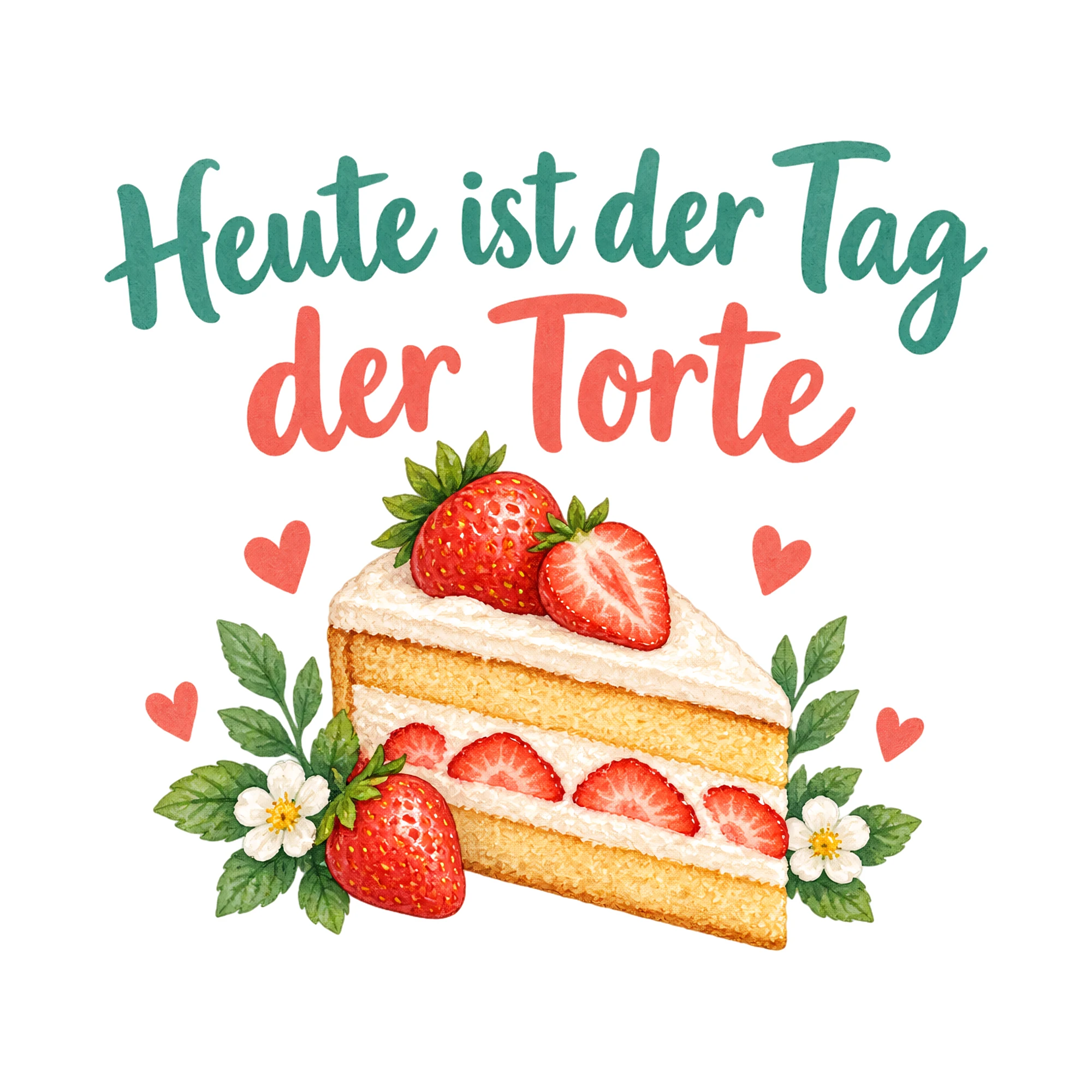 Bügelbild Heute ist der Tag der Torte als Grafik auf weißem Hintergrund (BB020550)