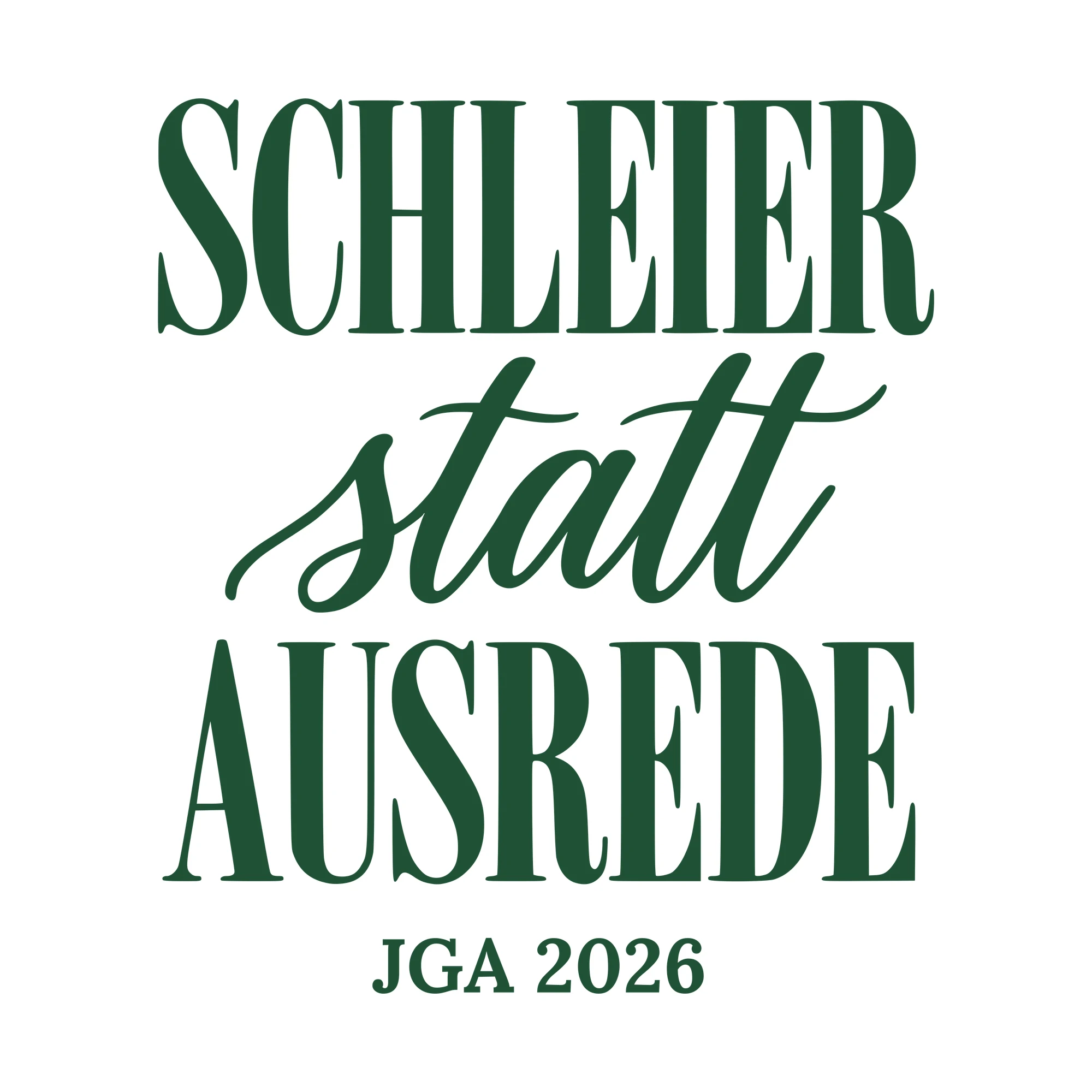 Bügelbild Schleier statt Ausrede als Grafik auf weißem Hintergrund (BB010675)