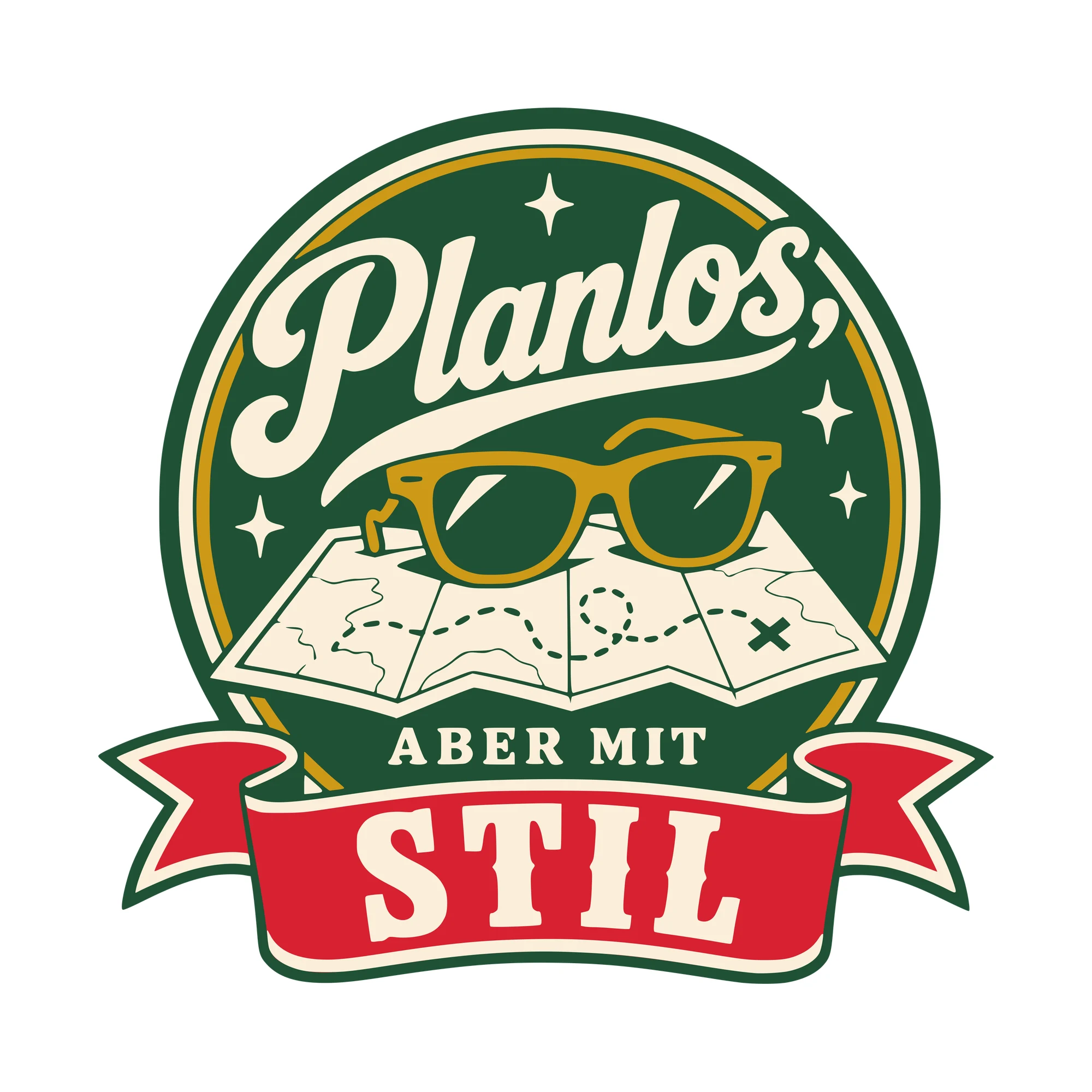 Bügelbild Planlos, aber mit Stil als Grafik auf weißem Hintergrund (BB010441)