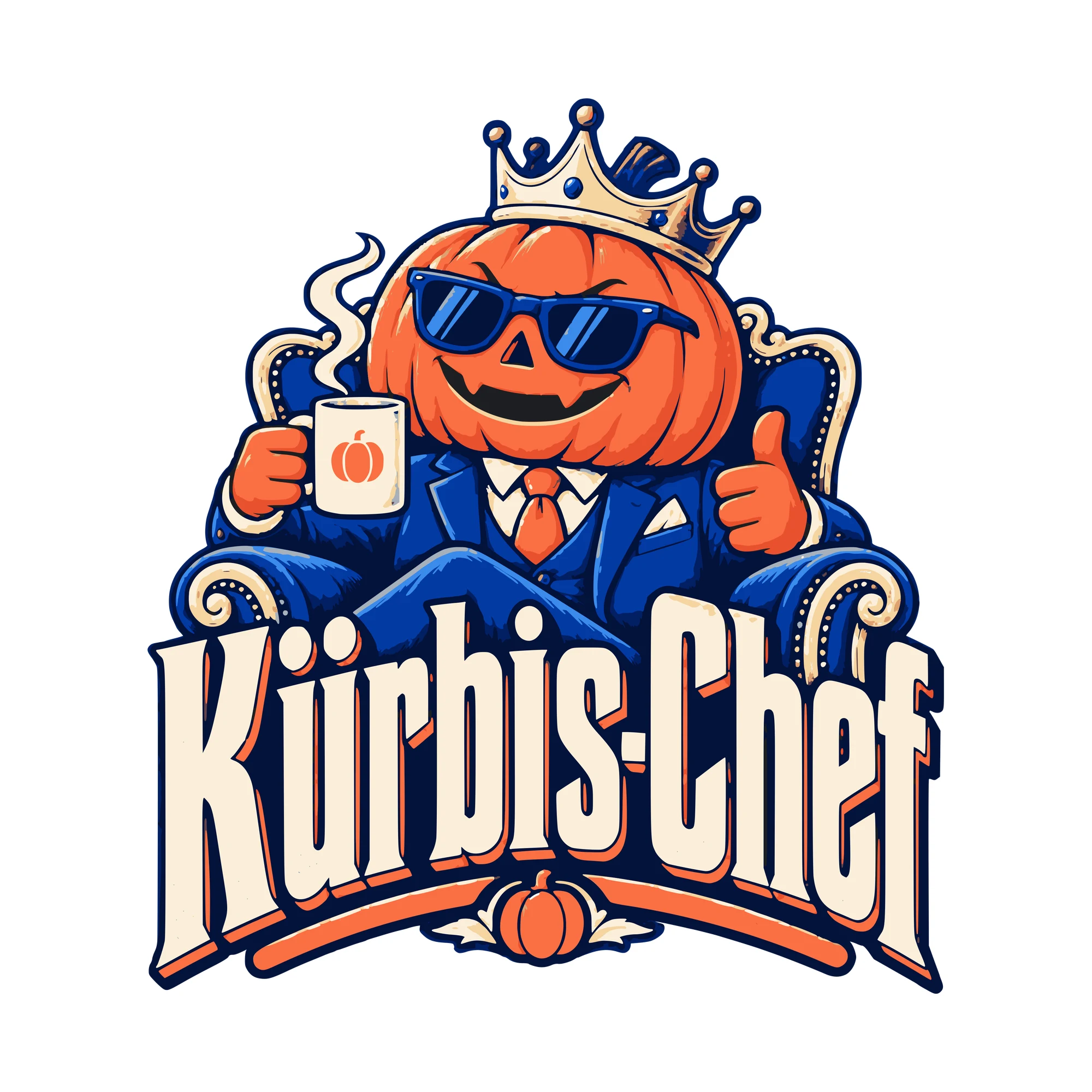 Bügelbild Kürbis-Chef als Grafik auf weißem Hintergrund (BB011165)