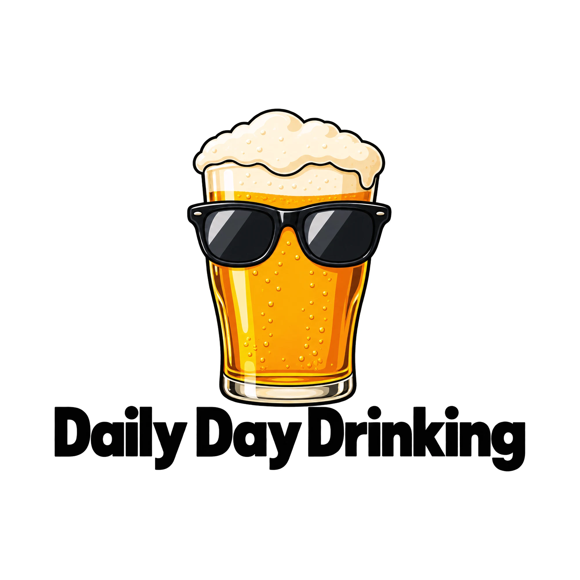 Bügelbild Daily Day Drinking, Küchen Spruch Bügelbild als Grafik auf weißem Hintergrund (BB015075)