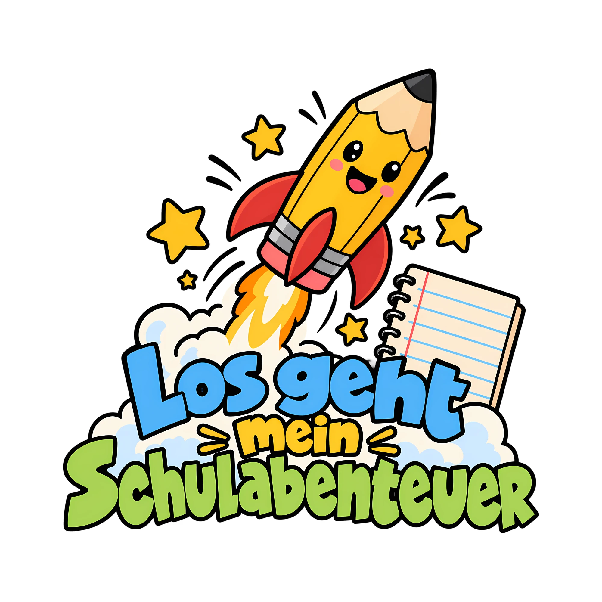 Bügelbild Los geht mein Schulabenteuer als Grafik auf weißem Hintergrund (BB011448)