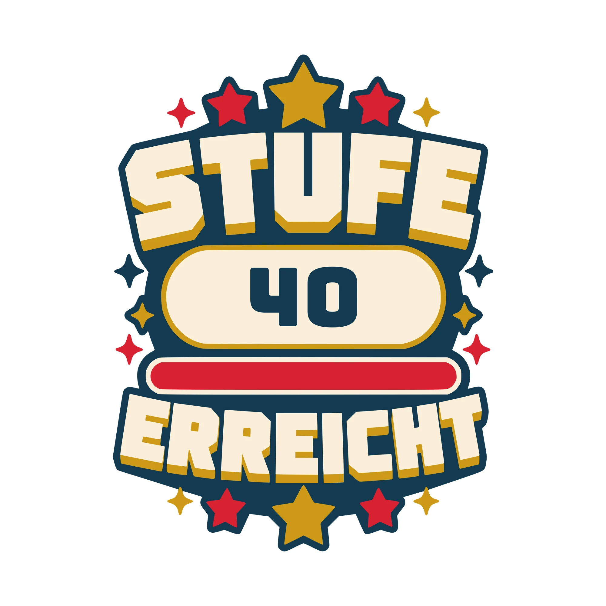 Bügelbild Stufe erreicht mit Zahl als Grafik auf weißem Hintergrund (BB010565)
