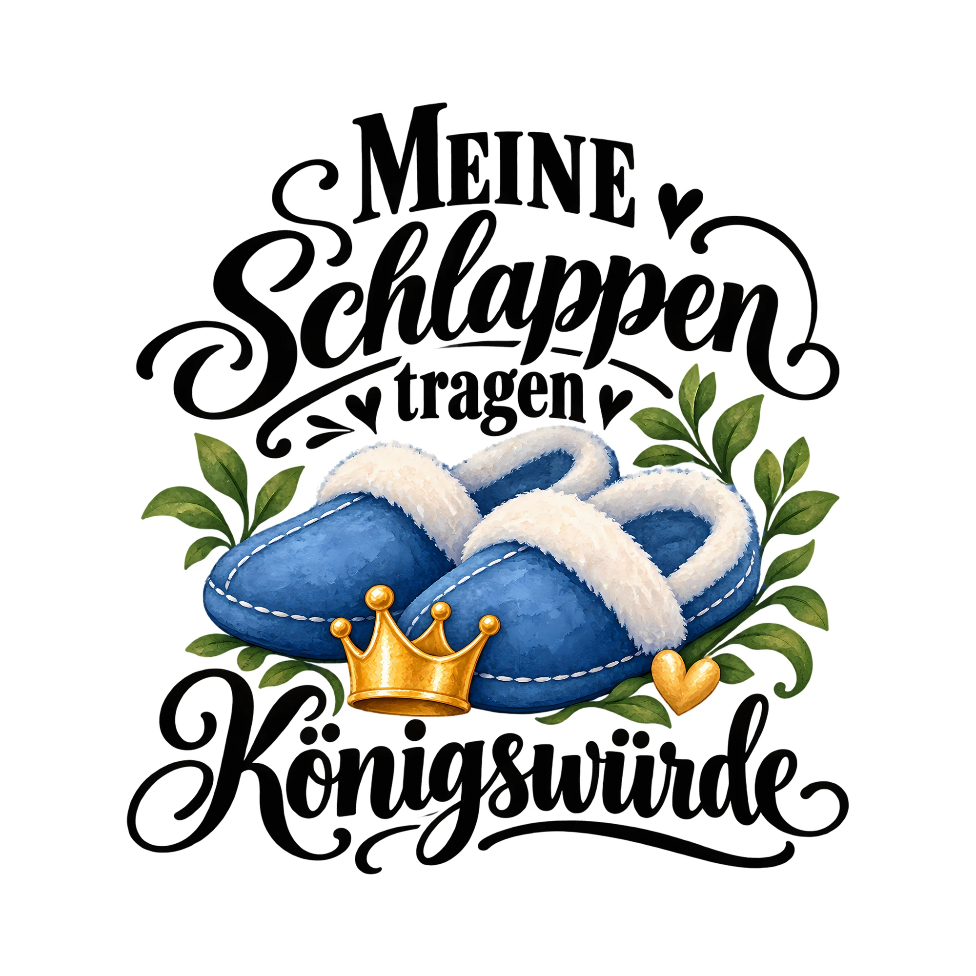 Bügelbild Meine Schlappen tragen Königswürde als Grafik auf weißem Hintergrund (BB014586)