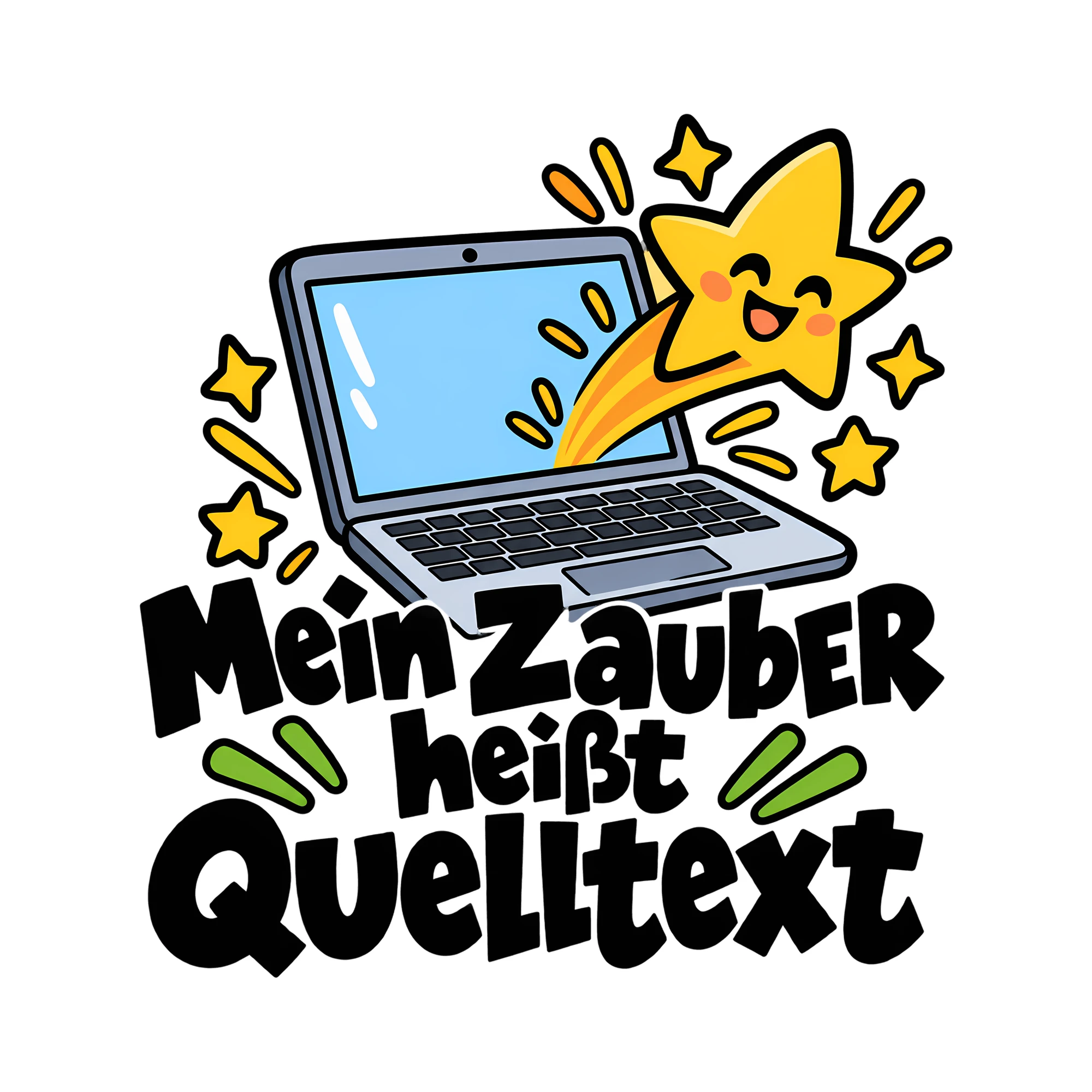 Bügelbild Mein Zauber heißt Quelltext als Grafik auf weißem Hintergrund (BB014284)