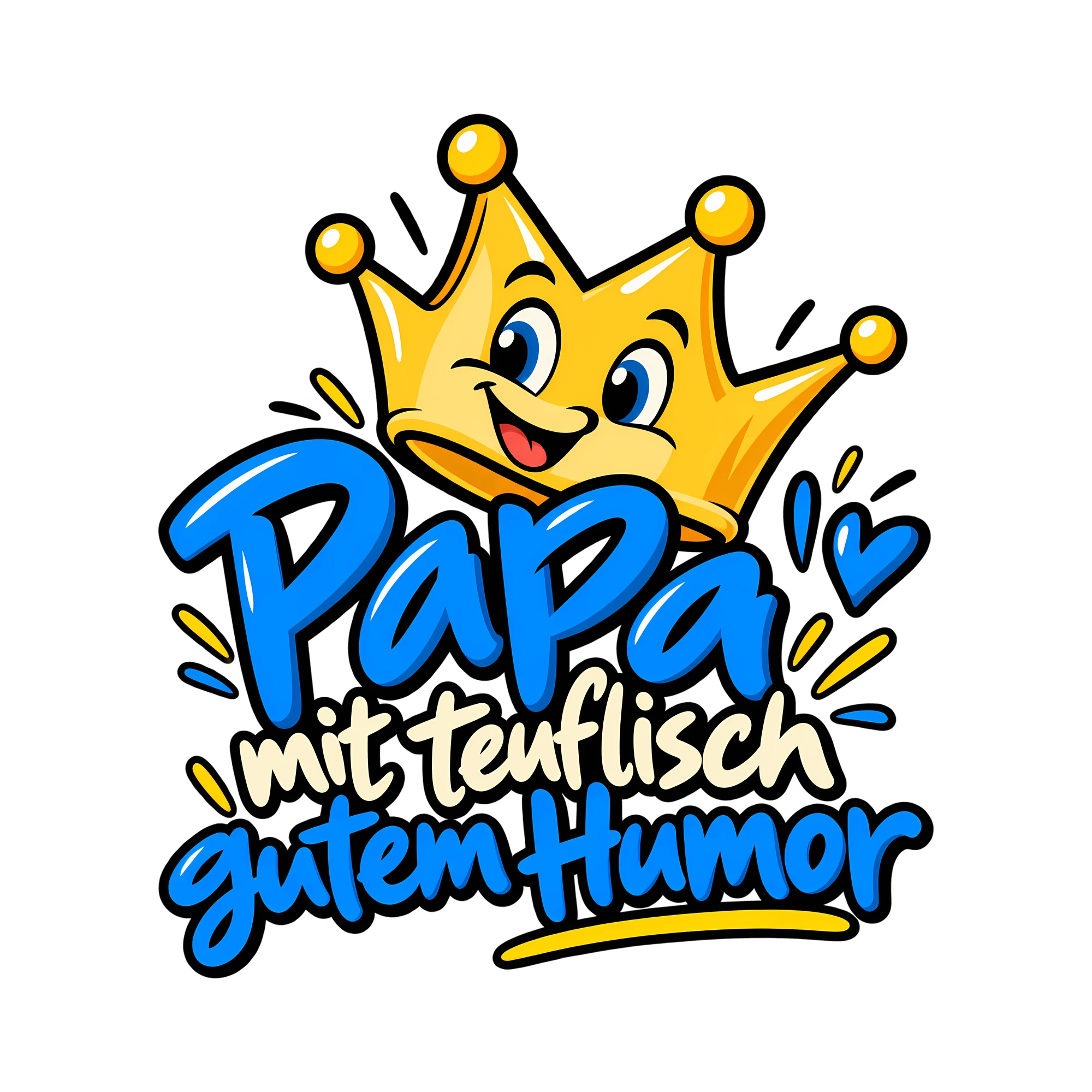 Bügelbild Papa mit teuflisch gutem Humor als Grafik auf weißem Hintergrund (BB012438)