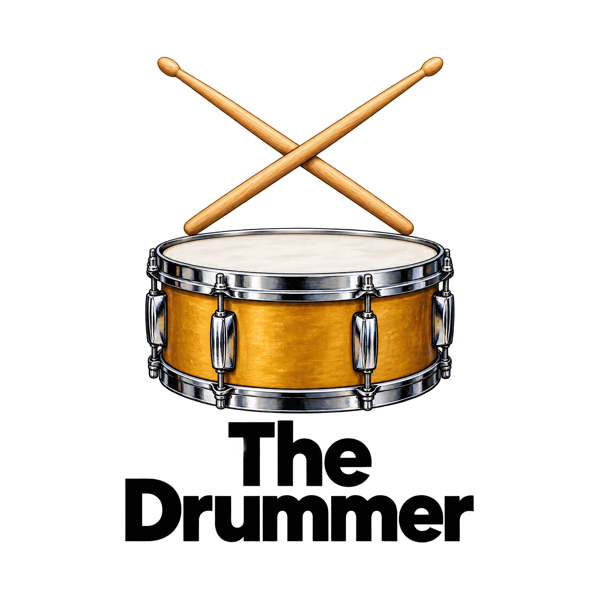 Bügelbild The Drummer, Hobby Shirt Spruch als Grafik auf weißem Hintergrund (BB015309)