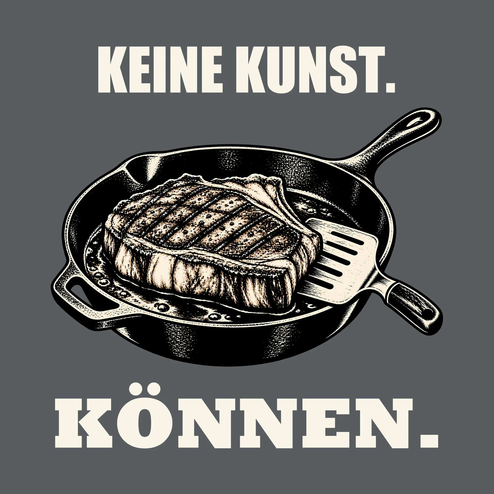 Bügelbild KEINE KUNST. KÖNNEN. als Grafik auf dunklem Hintergrund (BB012057)