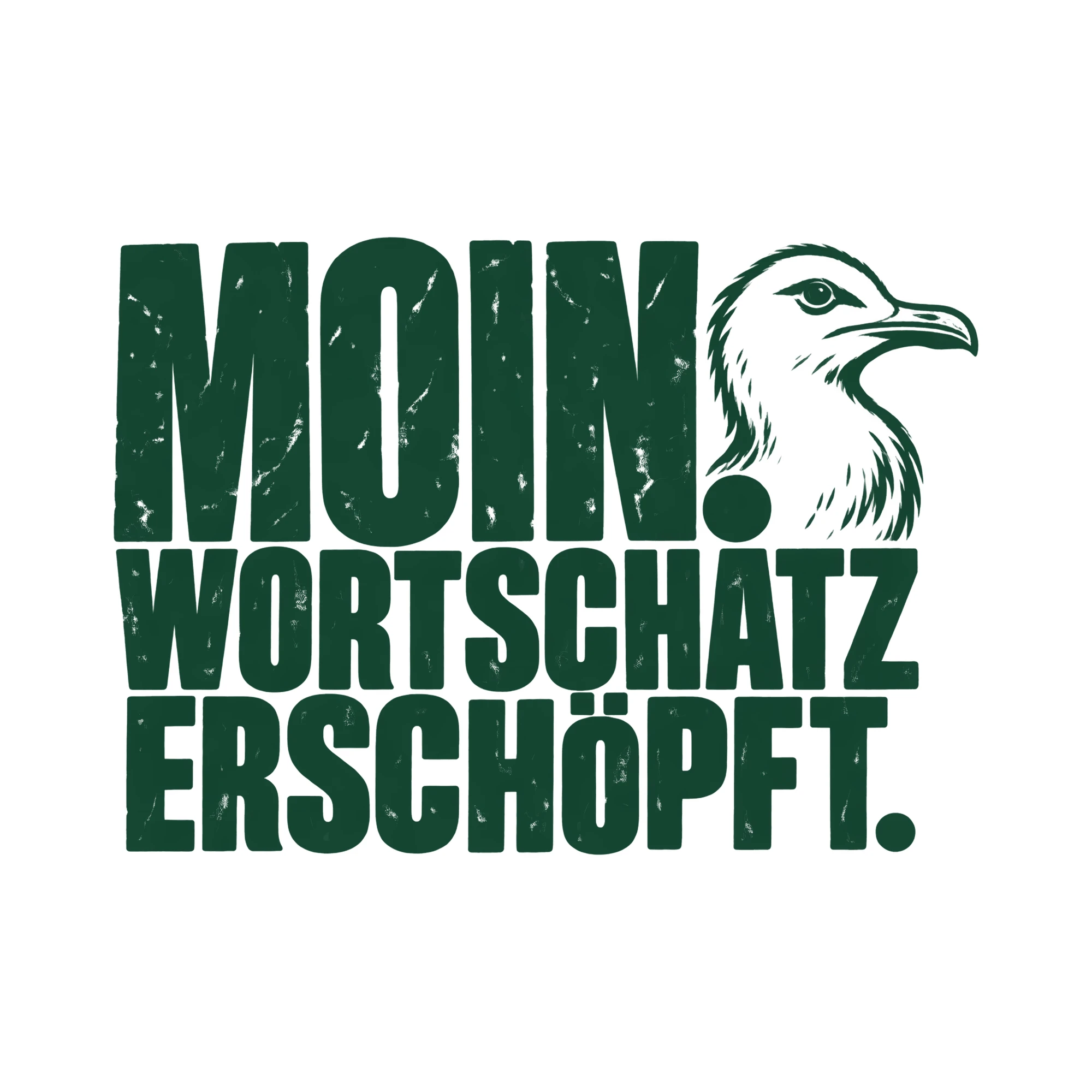 Bügelbild MOIN. WORTSCHATZ ERSCHÖPFT. als Grafik auf weißem Hintergrund (BB013358)