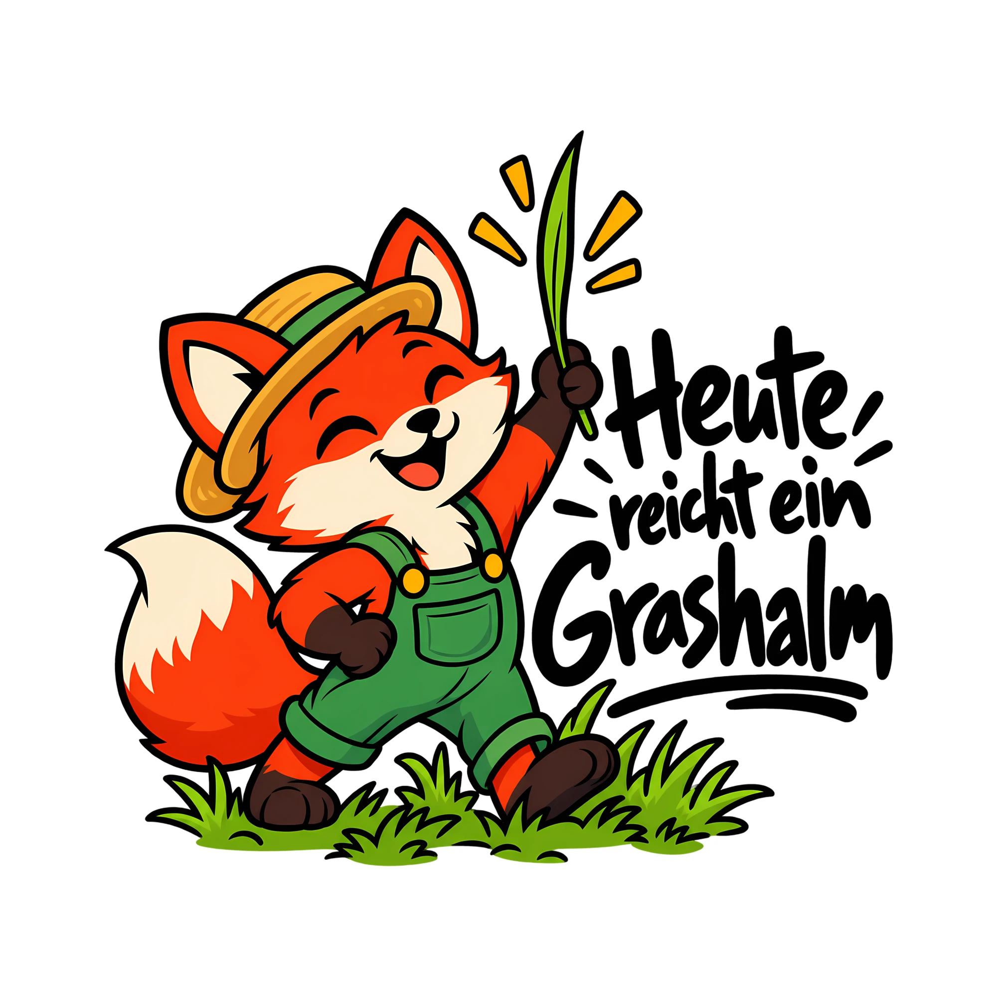 Bügelbild Heute reicht ein Grashalm als Grafik auf weißem Hintergrund (BB014192)