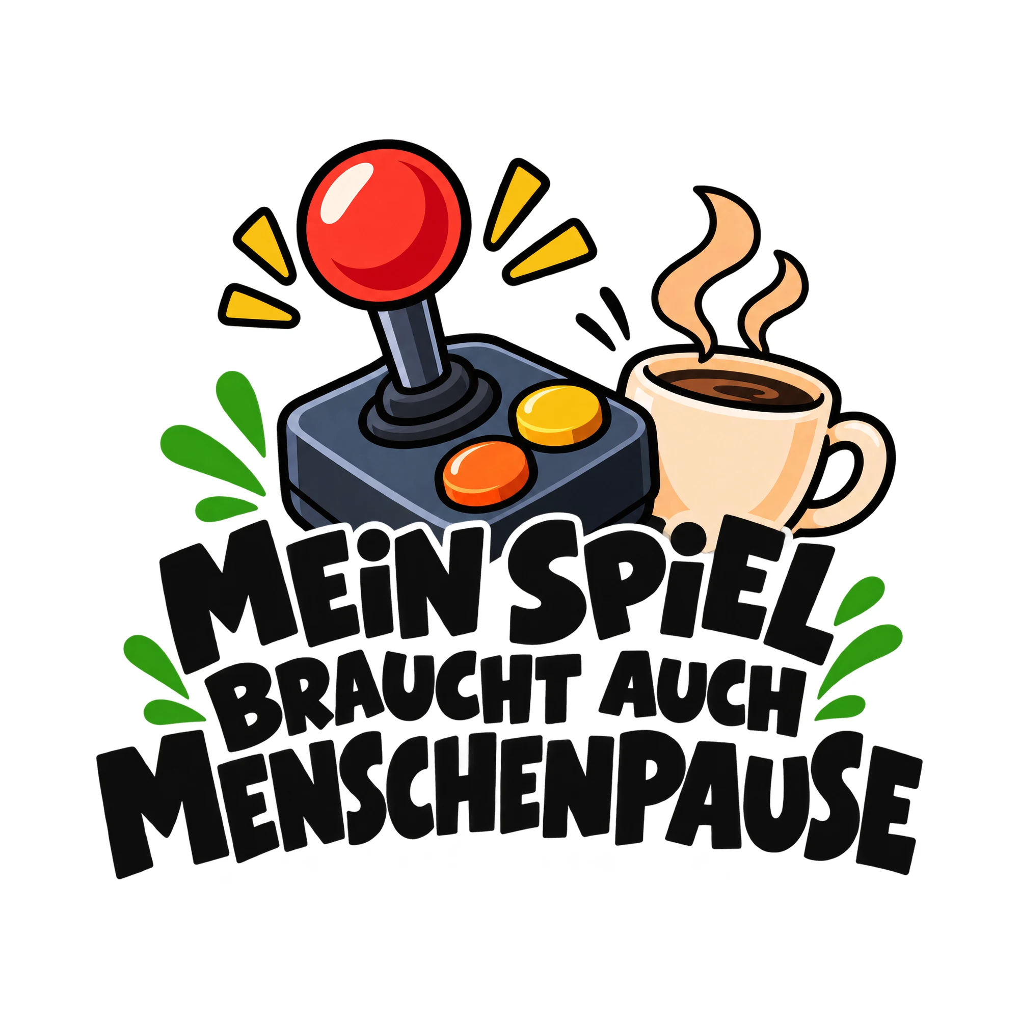 Bügelbild MEIN SPIEL BRAUCHT AUCH MENSCHENPAUSE als Grafik auf weißem Hintergrund (BB012967)