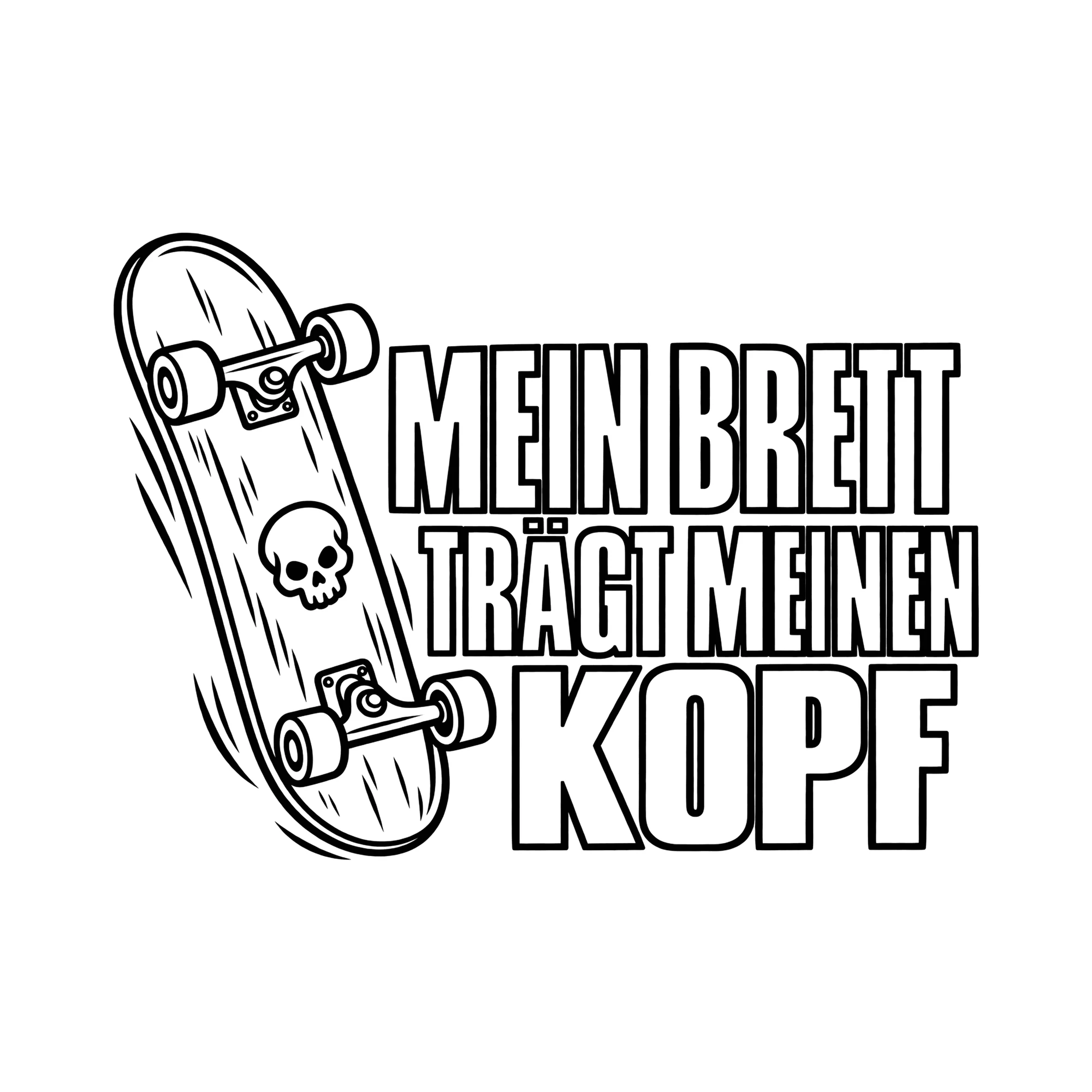 Bügelbild MEIN BRETT TRÄGT MEINEN KOPF als Grafik auf weißem Hintergrund (BB013822)