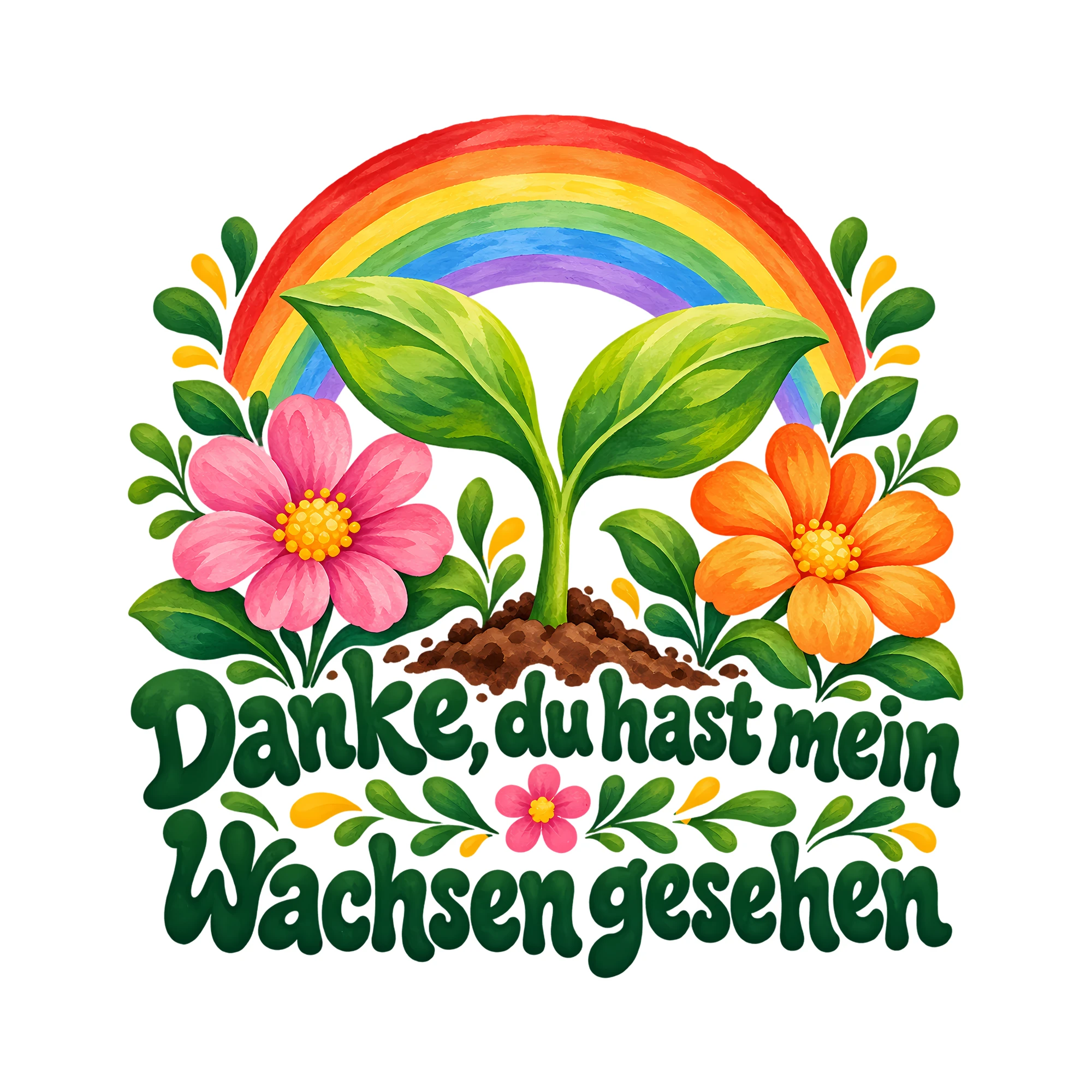 Bügelbild Danke, du hast mein Wachsen gesehen als Grafik auf weißem Hintergrund (BB014444)