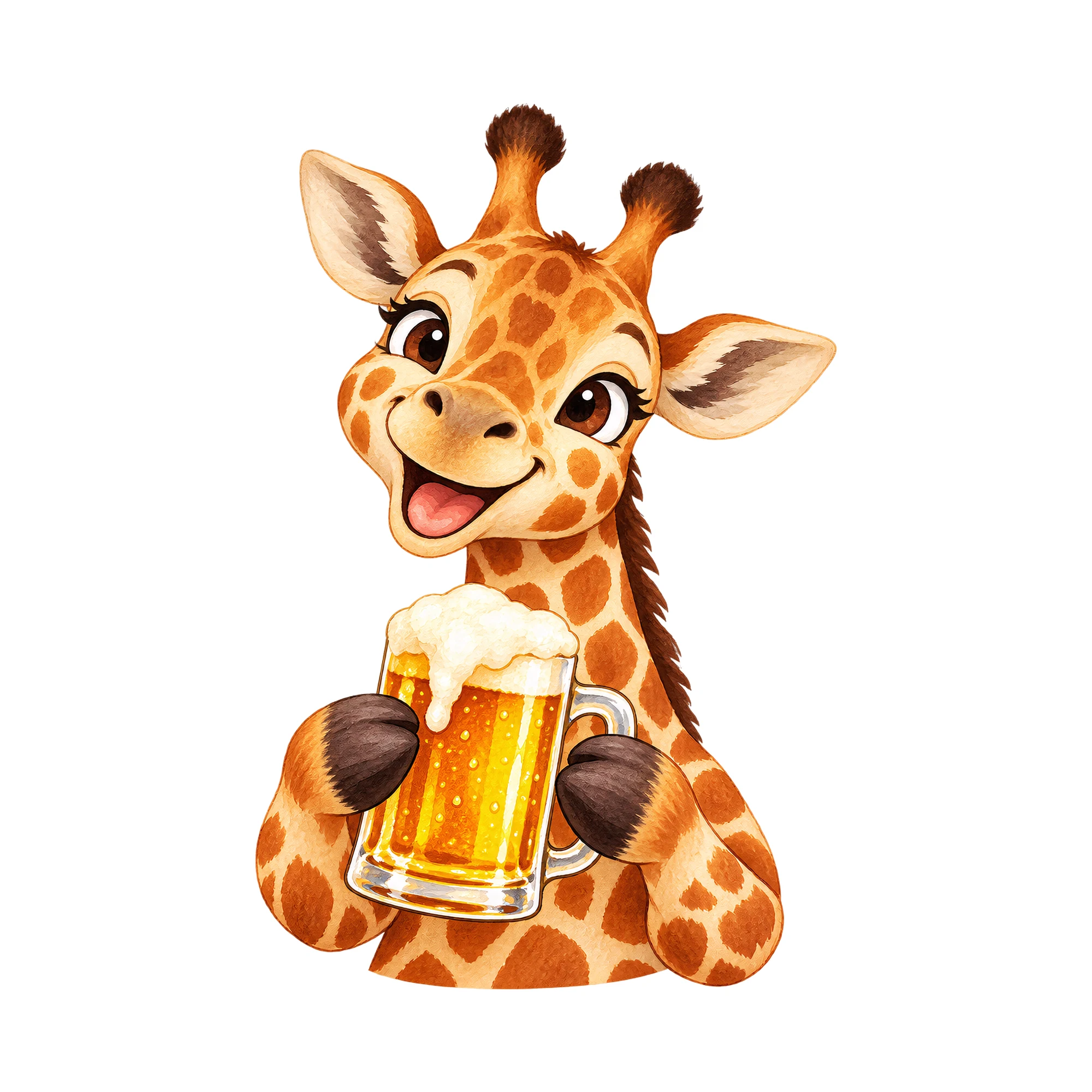 Bügelbild Bieraffe, Lustiger Shirt Motiv als Grafik auf weißem Hintergrund (BB014965)