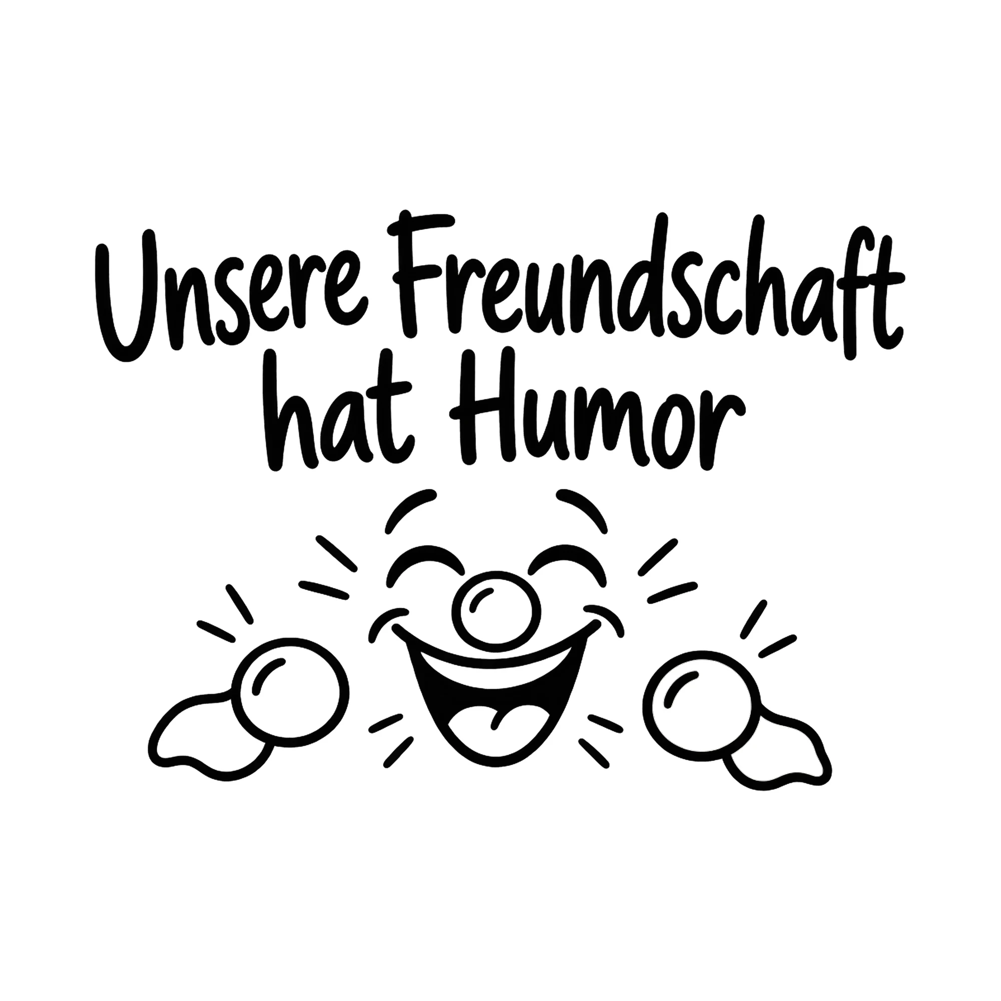Bügelbild Unsere Freundschaft hat Humor als Grafik auf weißem Hintergrund (BB019122)
