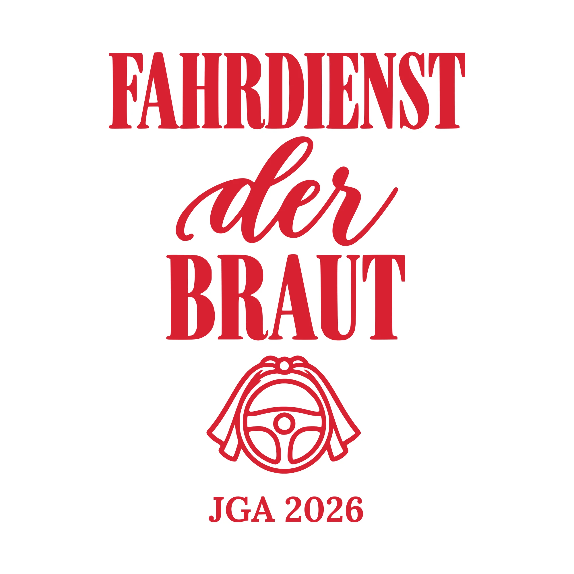 Bügelbild Fahrdienst der Braut mit Jahr als Grafik auf weißem Hintergrund (BB010708)