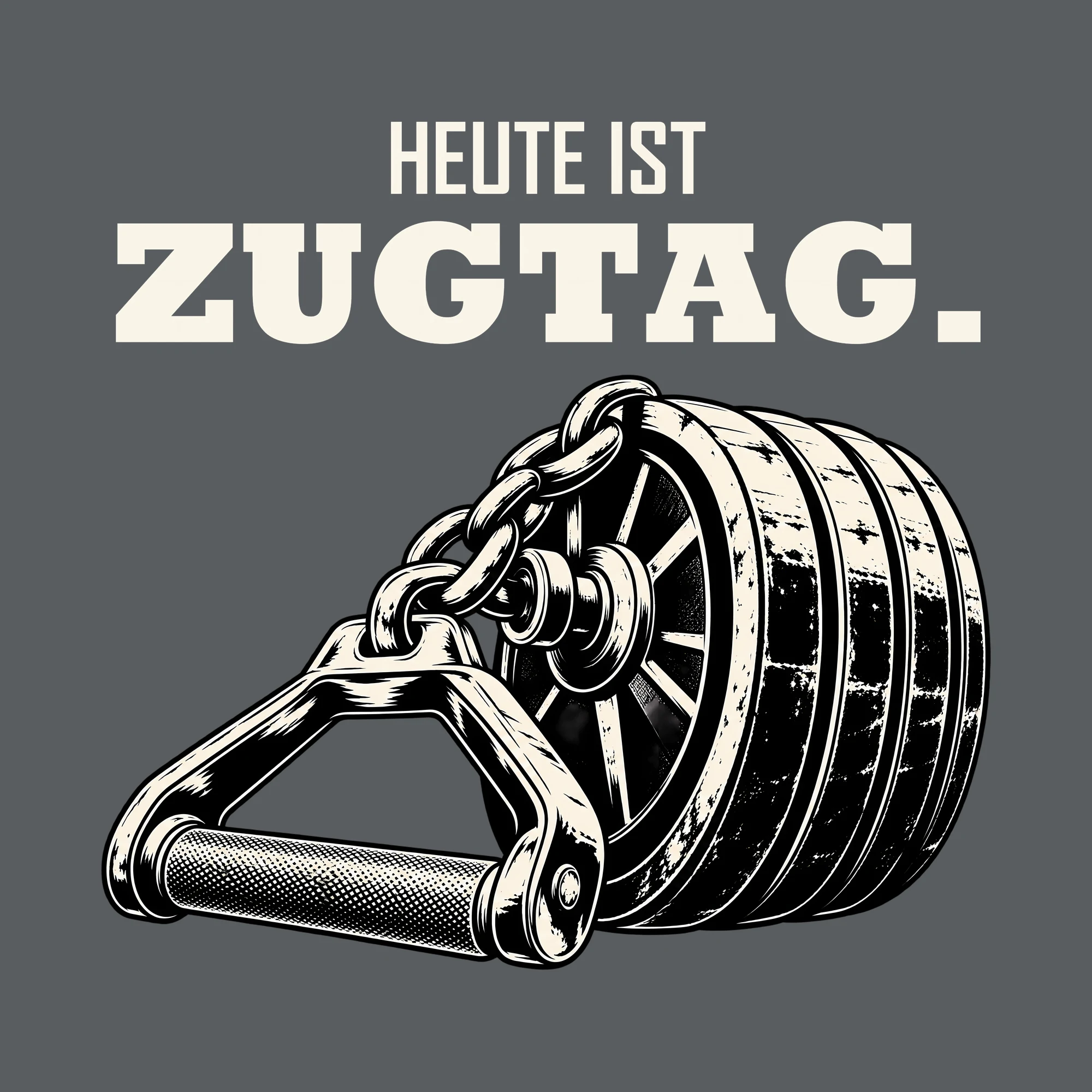 Bügelbild HEUTE IST ZUGTAG. als Grafik auf dunklem Hintergrund (BB013723)