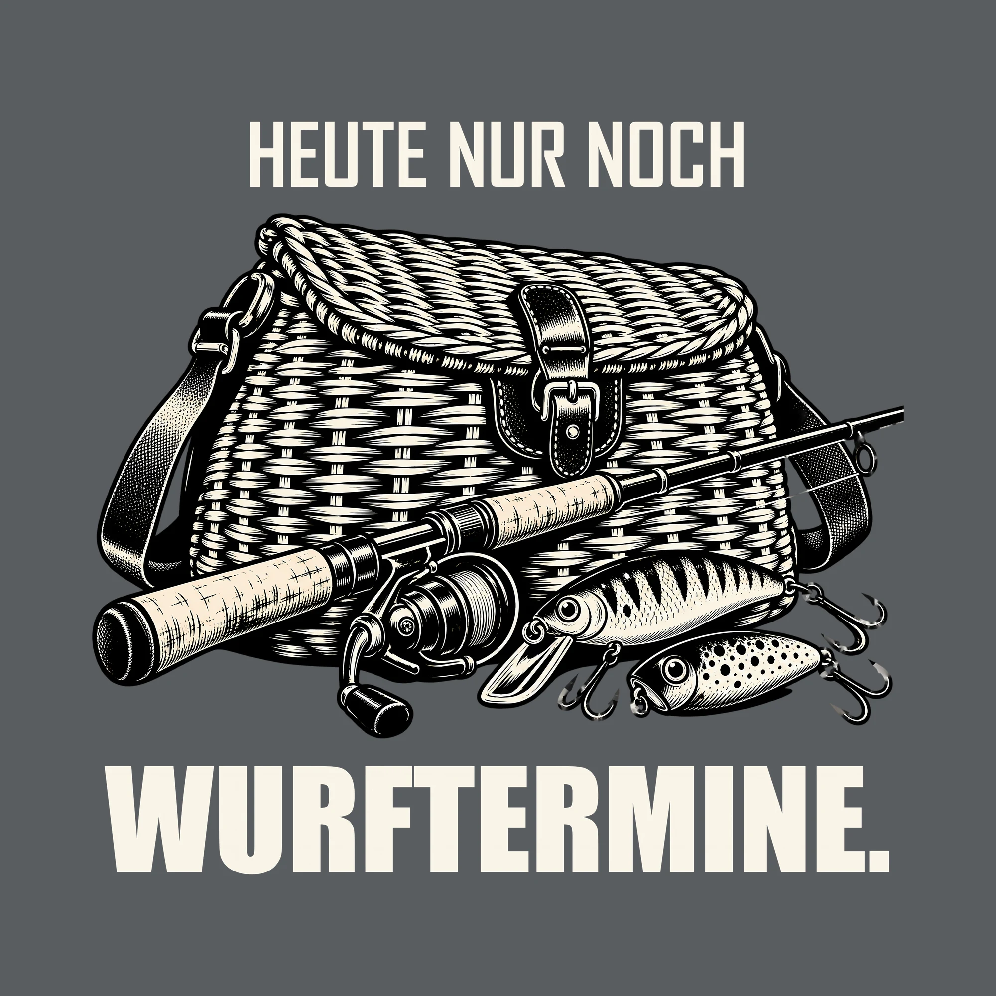 Bügelbild HEUTE NUR NOCH WURFTERMINE. als Grafik auf dunklem Hintergrund (BB012695)