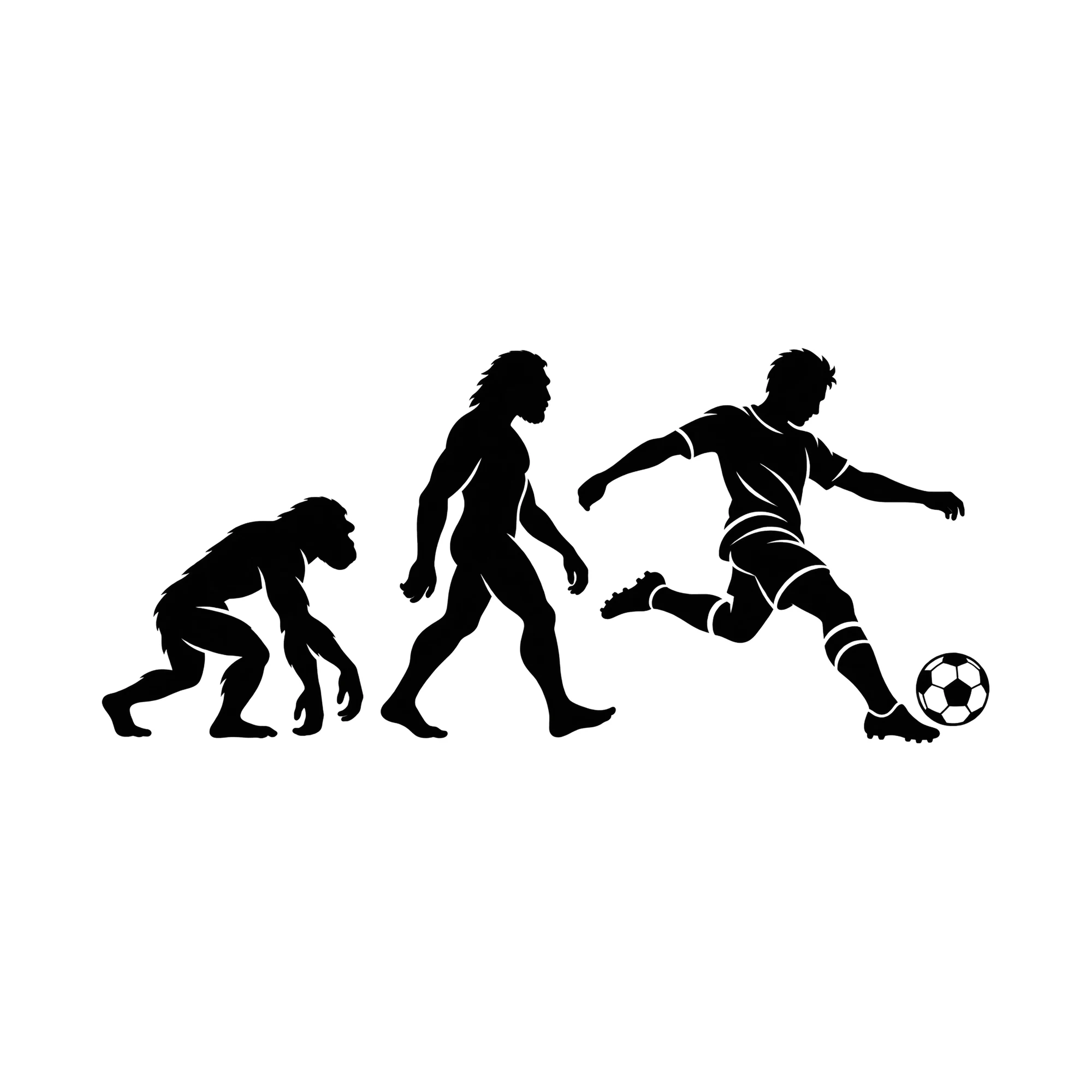 Bügelbild Soccer Evolution, Lustiger Shirt Motiv als Grafik auf weißem Hintergrund (BB015649)