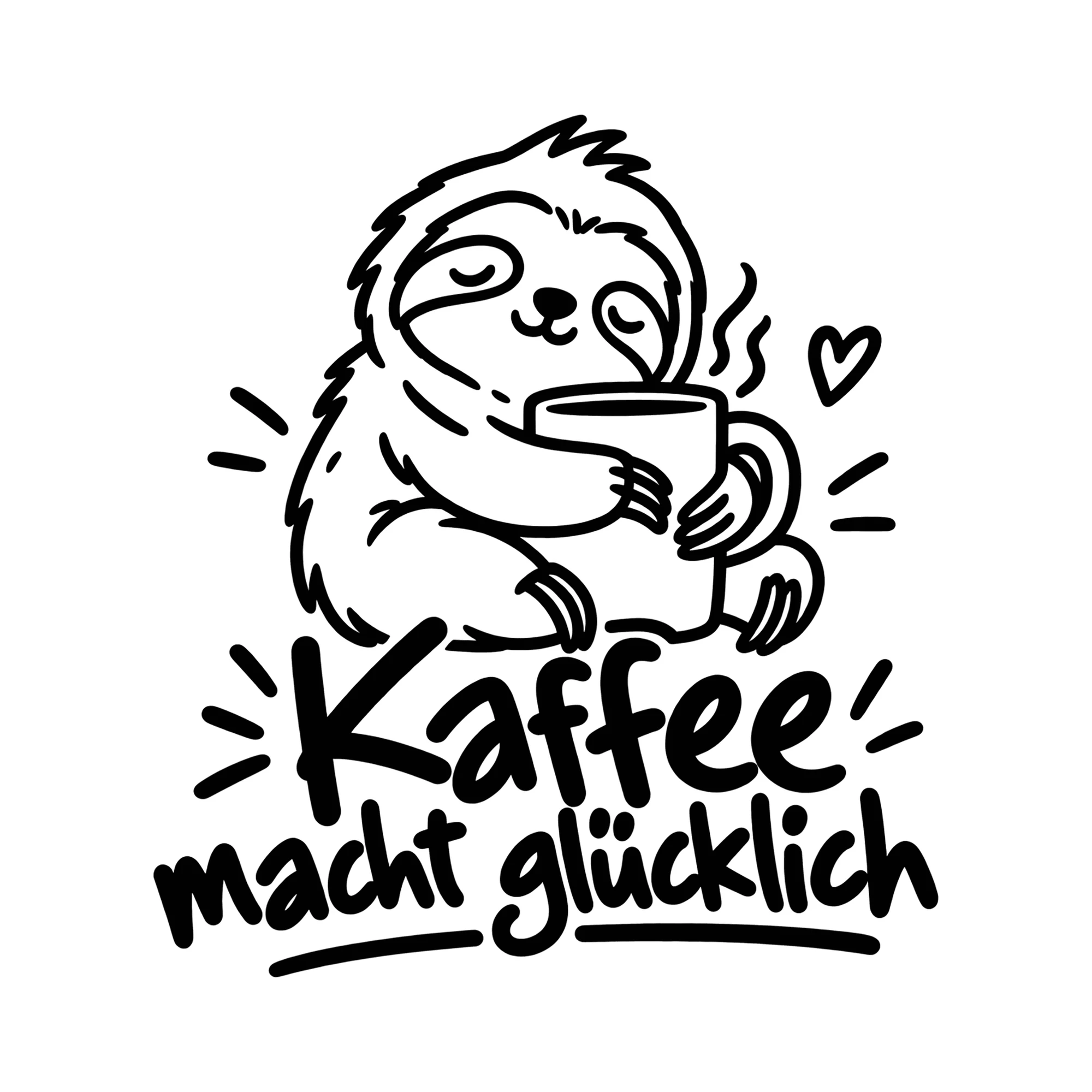 Bügelbild Kaffee macht glücklich als Grafik auf weißem Hintergrund (BB012102)