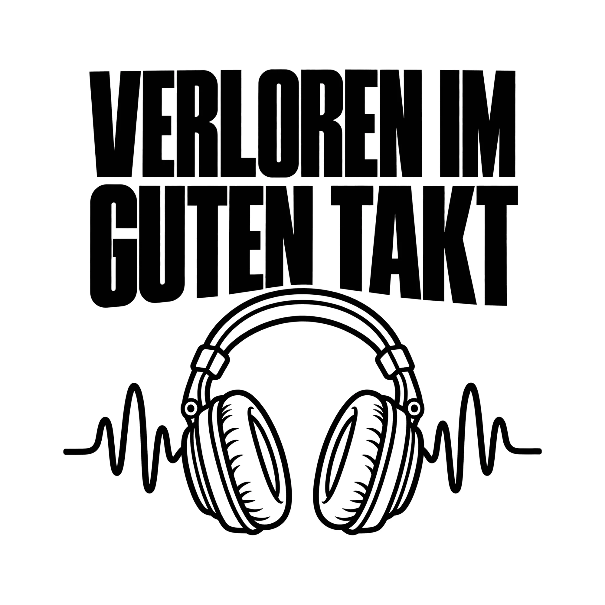 Bügelbild VERLOREN IM GUTEN TAKT als Grafik auf weißem Hintergrund (BB012992)