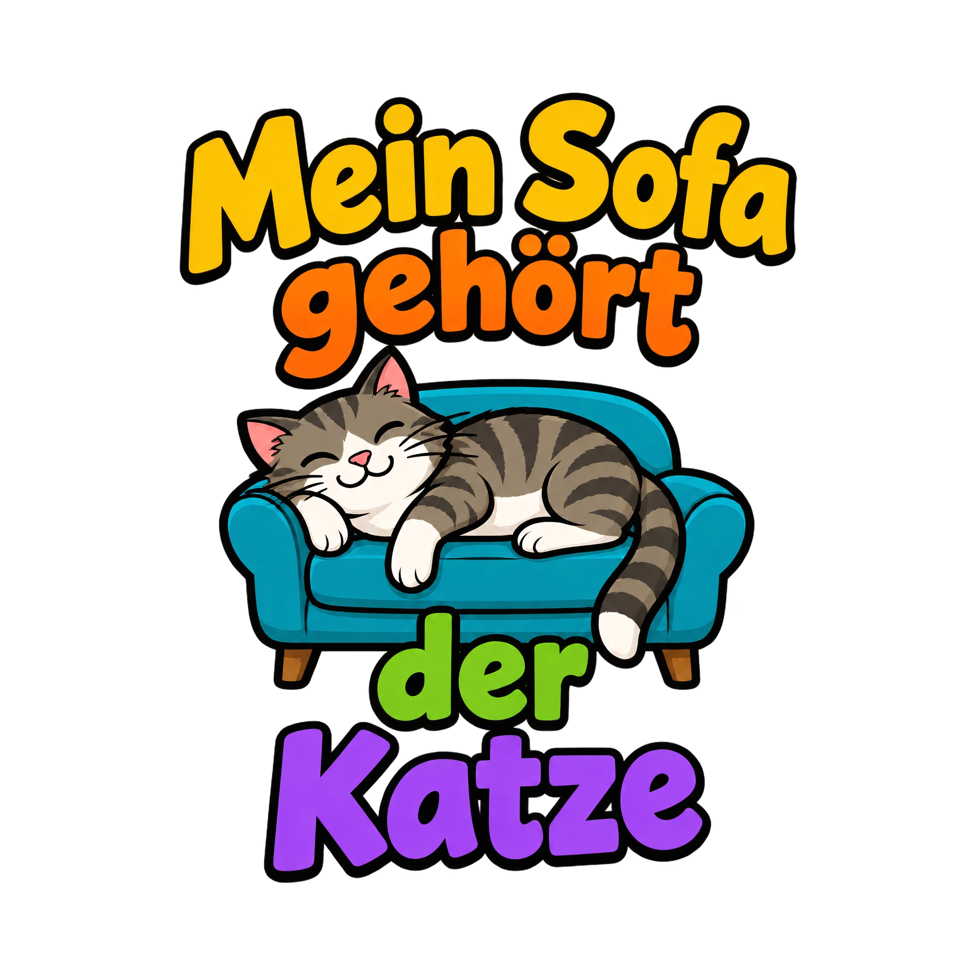 Bügelbild Mein Sofa gehört der Katze, Tiere Shirt Spruch als Grafik auf weißem Hintergrund (BB016574)