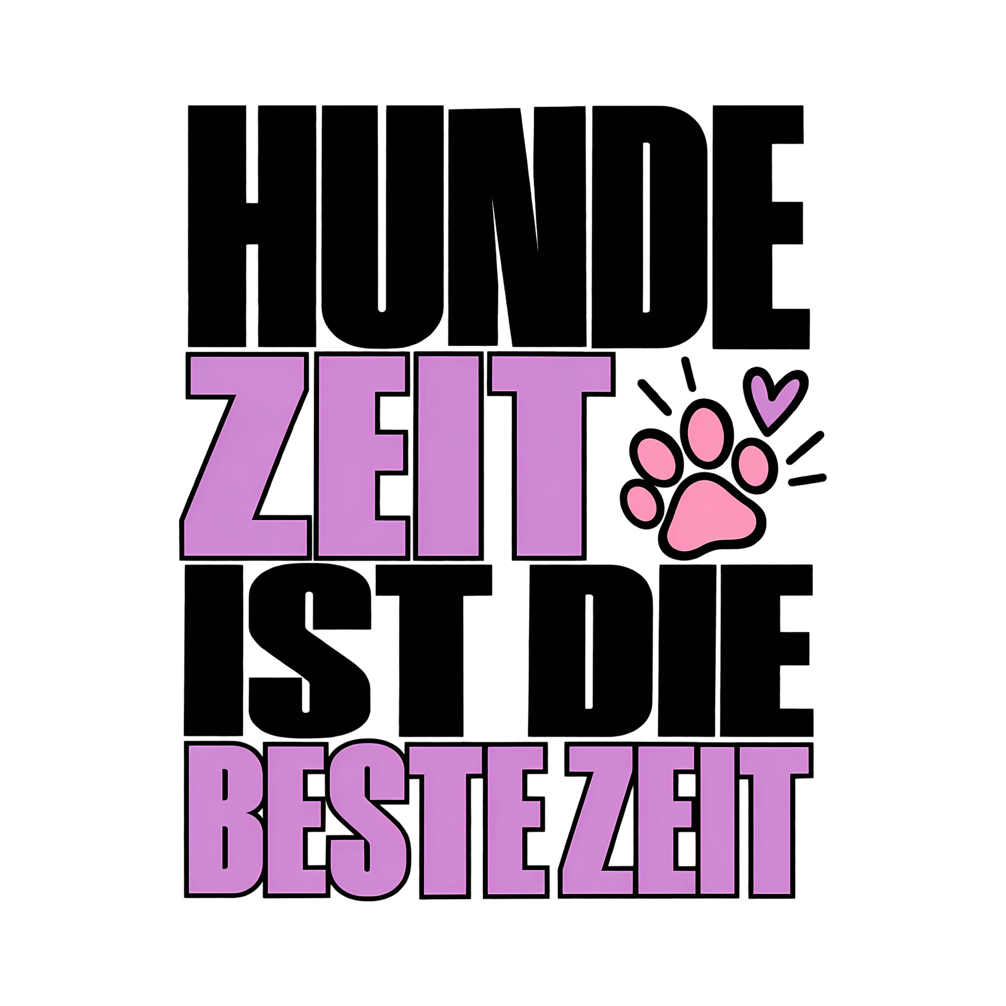 Bügelbild Hundezeit ist die beste Zeit als Grafik auf weißem Hintergrund (BB012254)