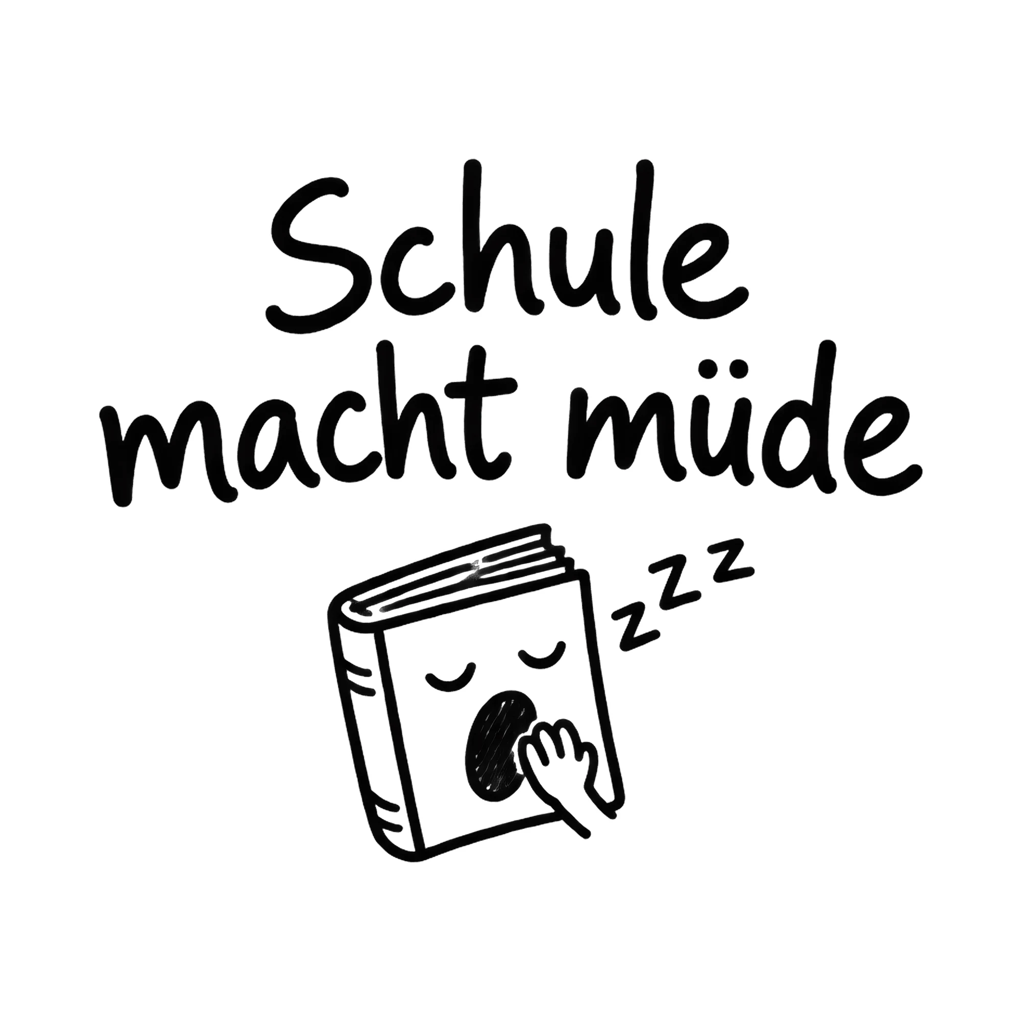 Bügelbild Schule macht müde, Lustiger Shirt Spruch als Grafik auf weißem Hintergrund (BB016764)
