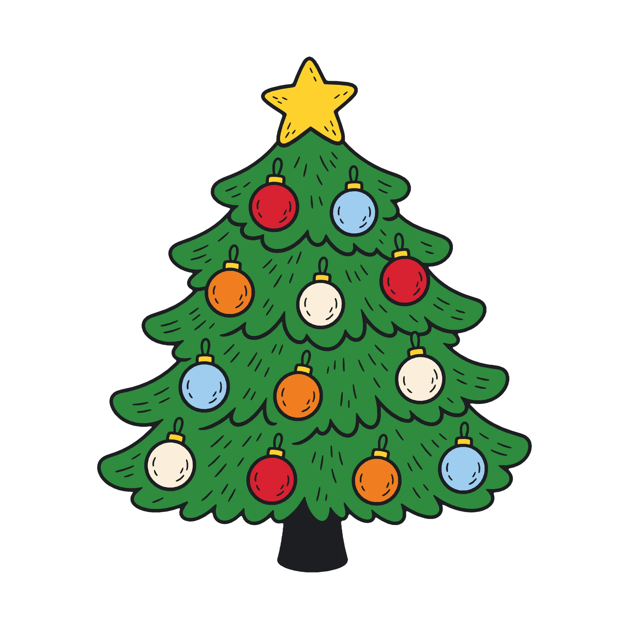 Bügelbild Tannenbaum als Grafik auf weißem Hintergrund (BB010157)