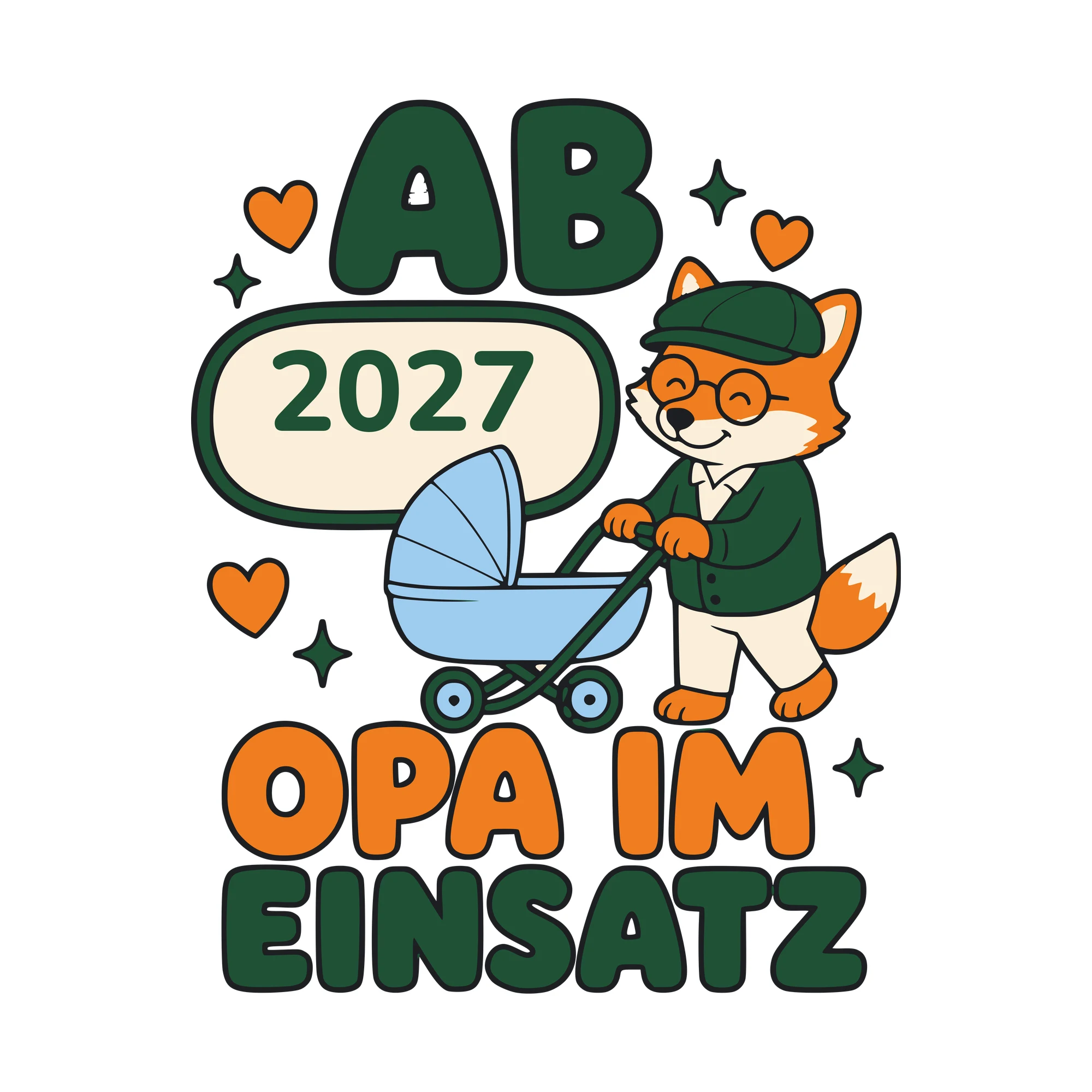 Bügelbild Opa im Einsatz mit Jahr als Grafik auf weißem Hintergrund (BB010551)
