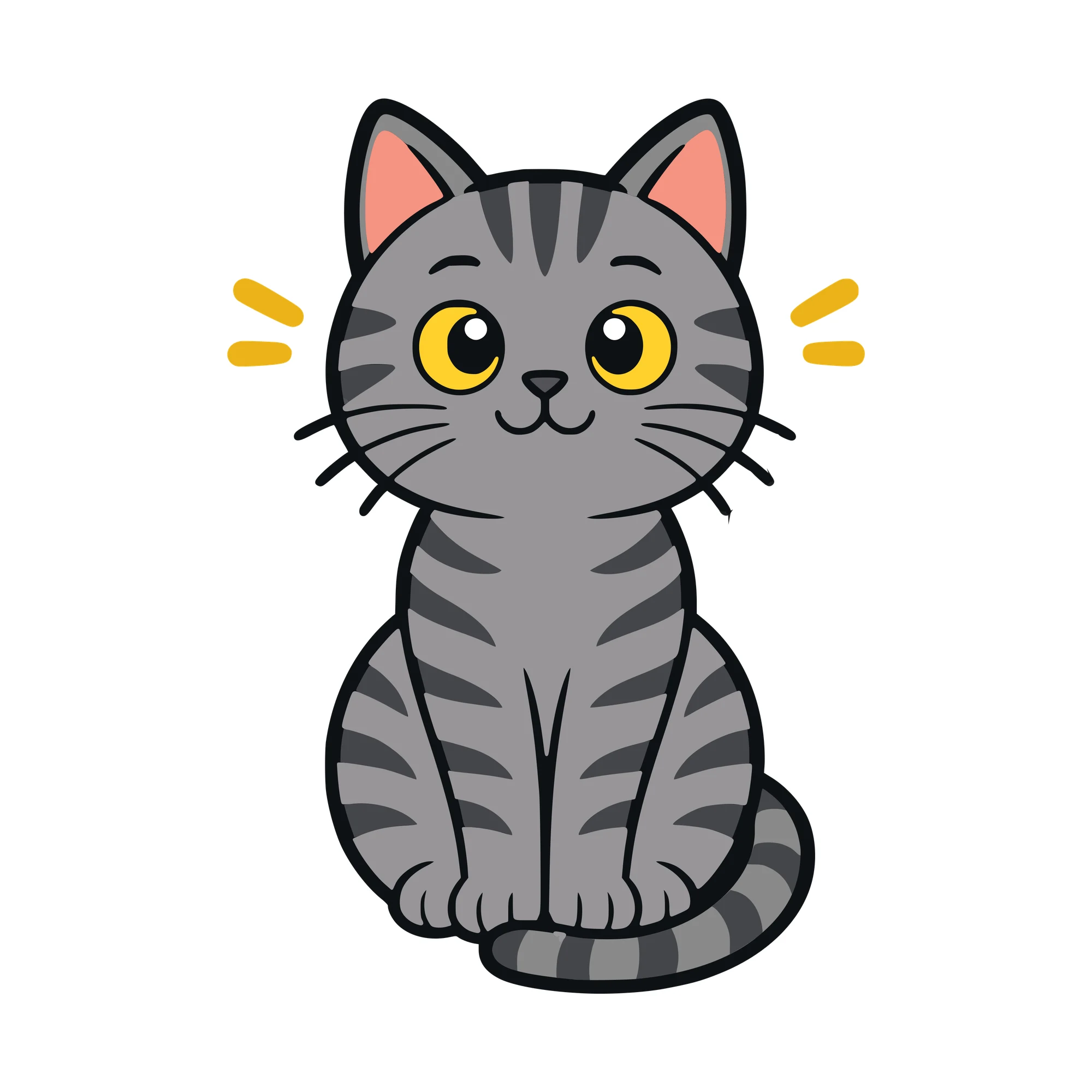 Bügelbild Katze im Comic-Stil als Grafik auf weißem Hintergrund (BB011019)
