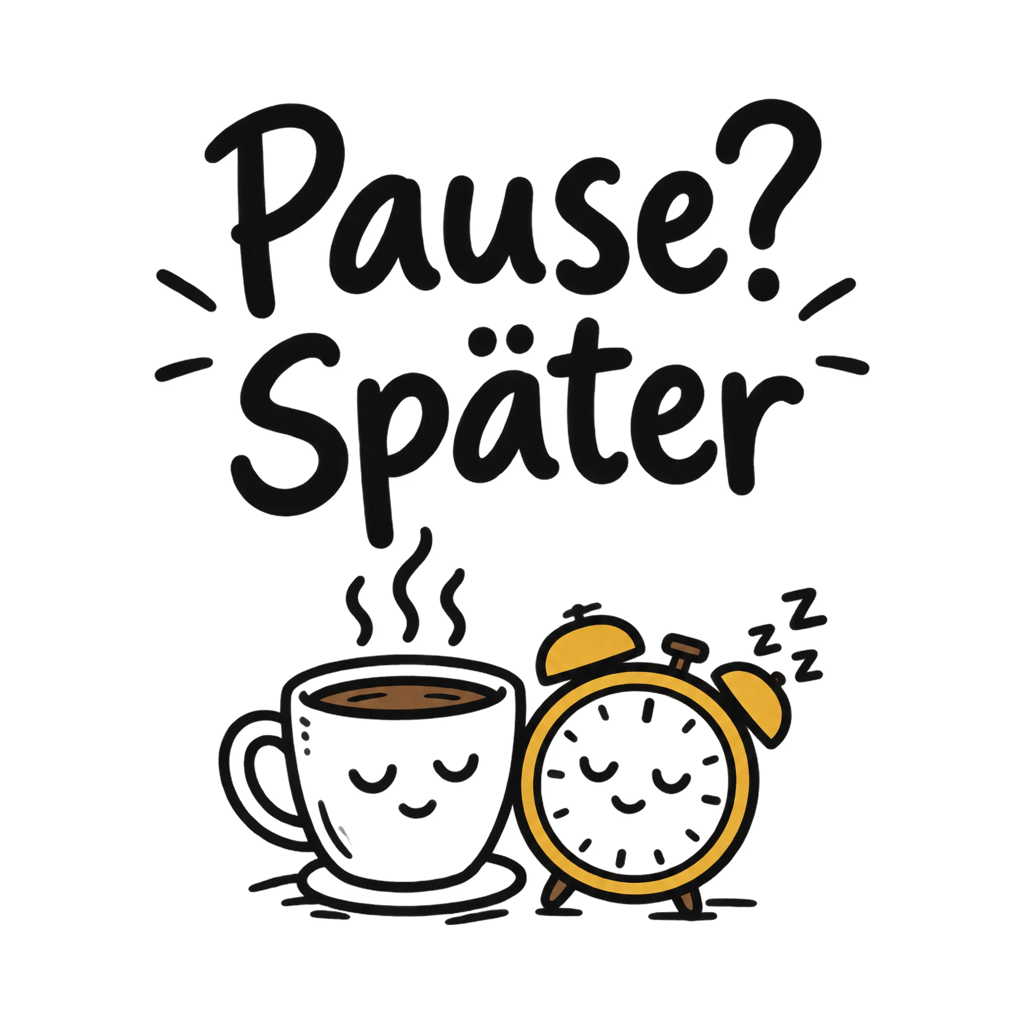 Bügelbild Pause? Später, Beruf Shirt Spruch als Grafik auf weißem Hintergrund (BB020227)