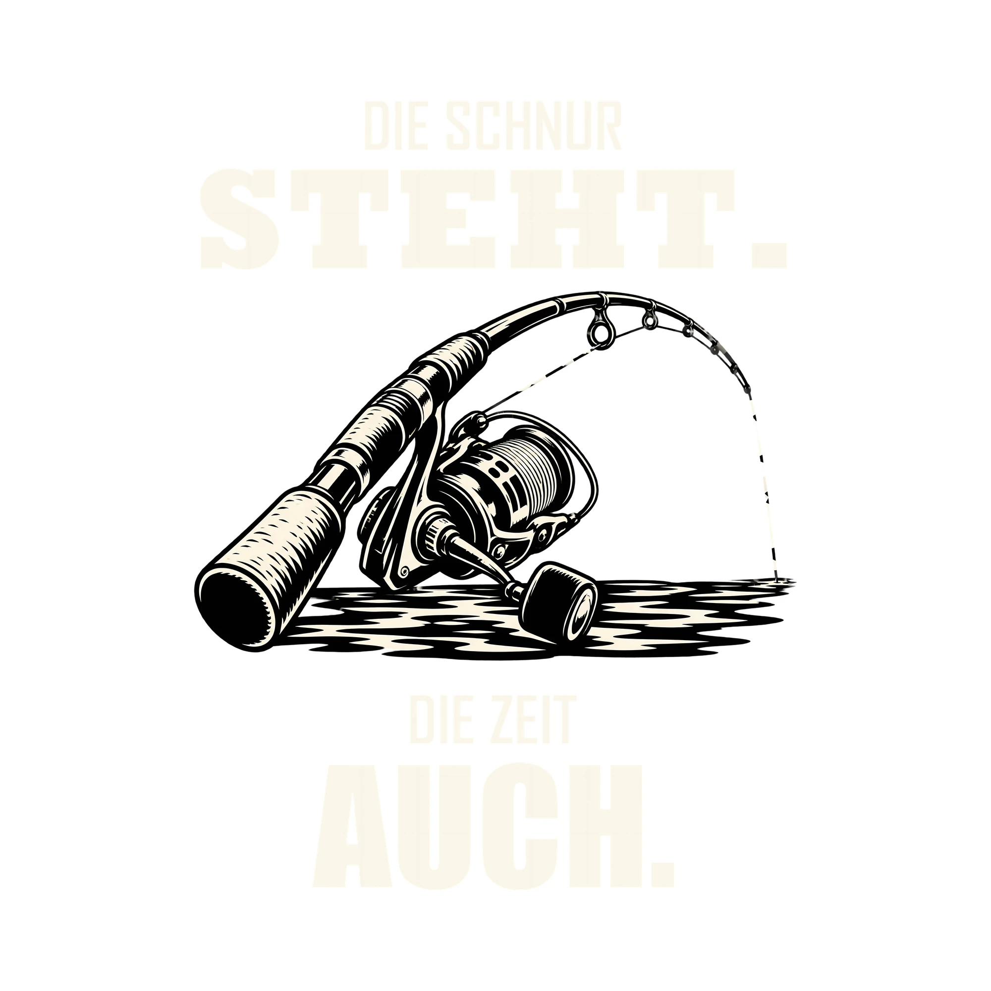 Bügelbild DIE SCHNUR STEHT. DIE ZEIT AUCH. als Grafik auf weißem Hintergrund (BB012775)