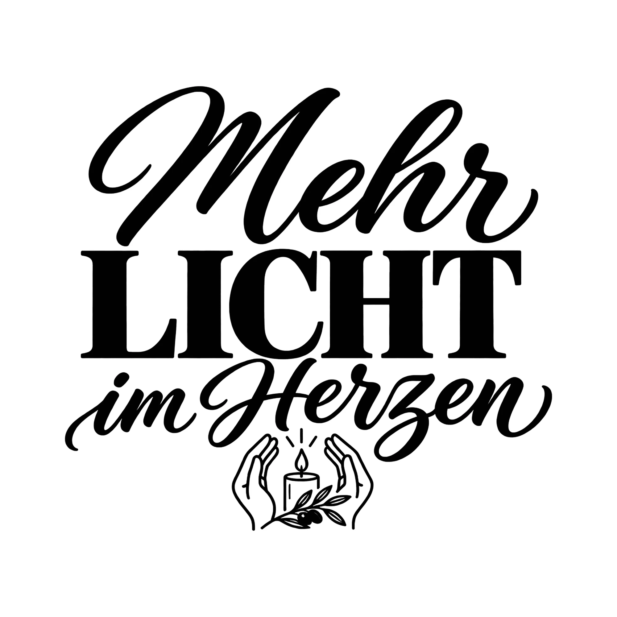 Bügelbild Mehr Licht im Herzen als Grafik auf weißem Hintergrund (BB013405)