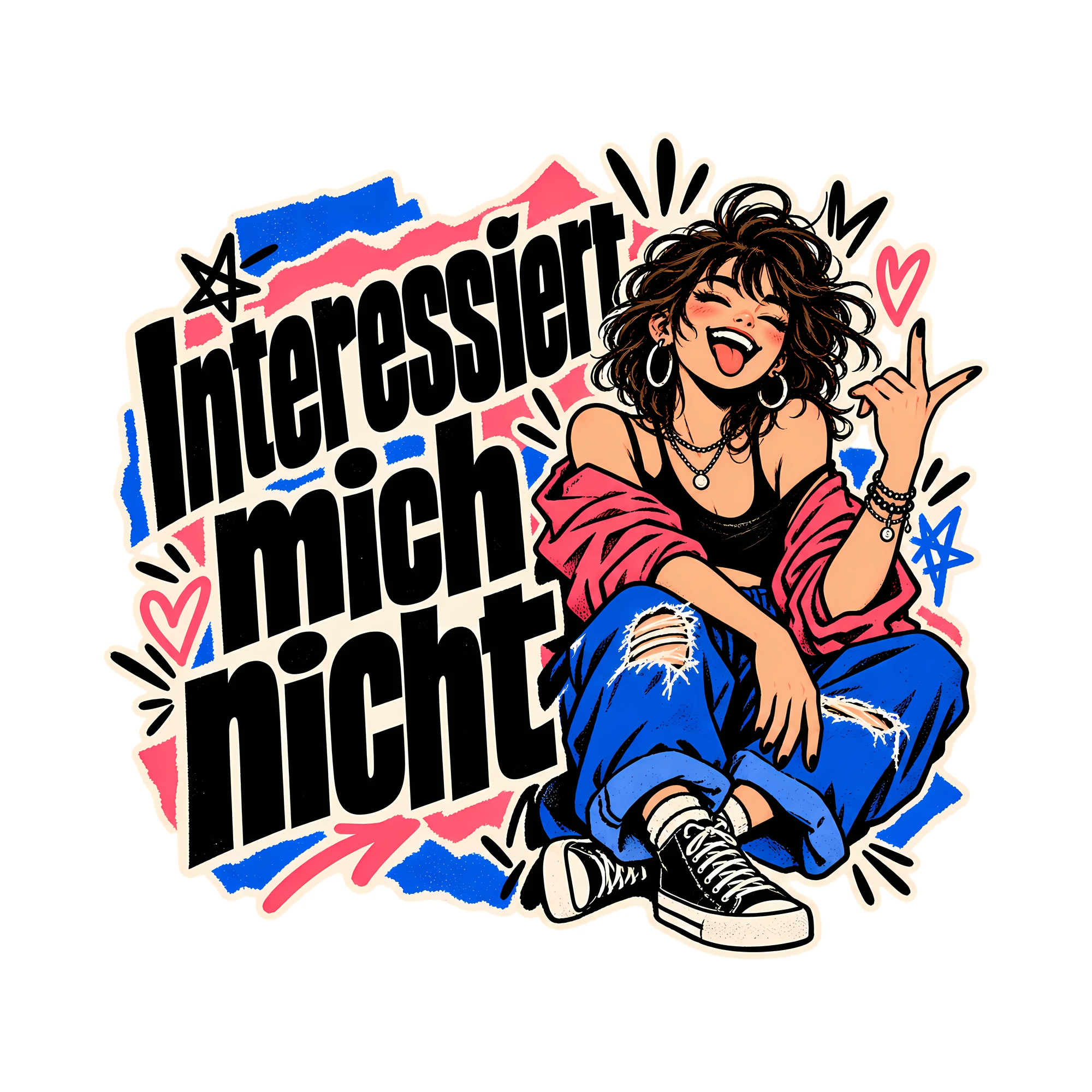 Bügelbild Interessiert mich nicht, Lustiger Shirt Spruch als Grafik auf weißem Hintergrund (BB014687)