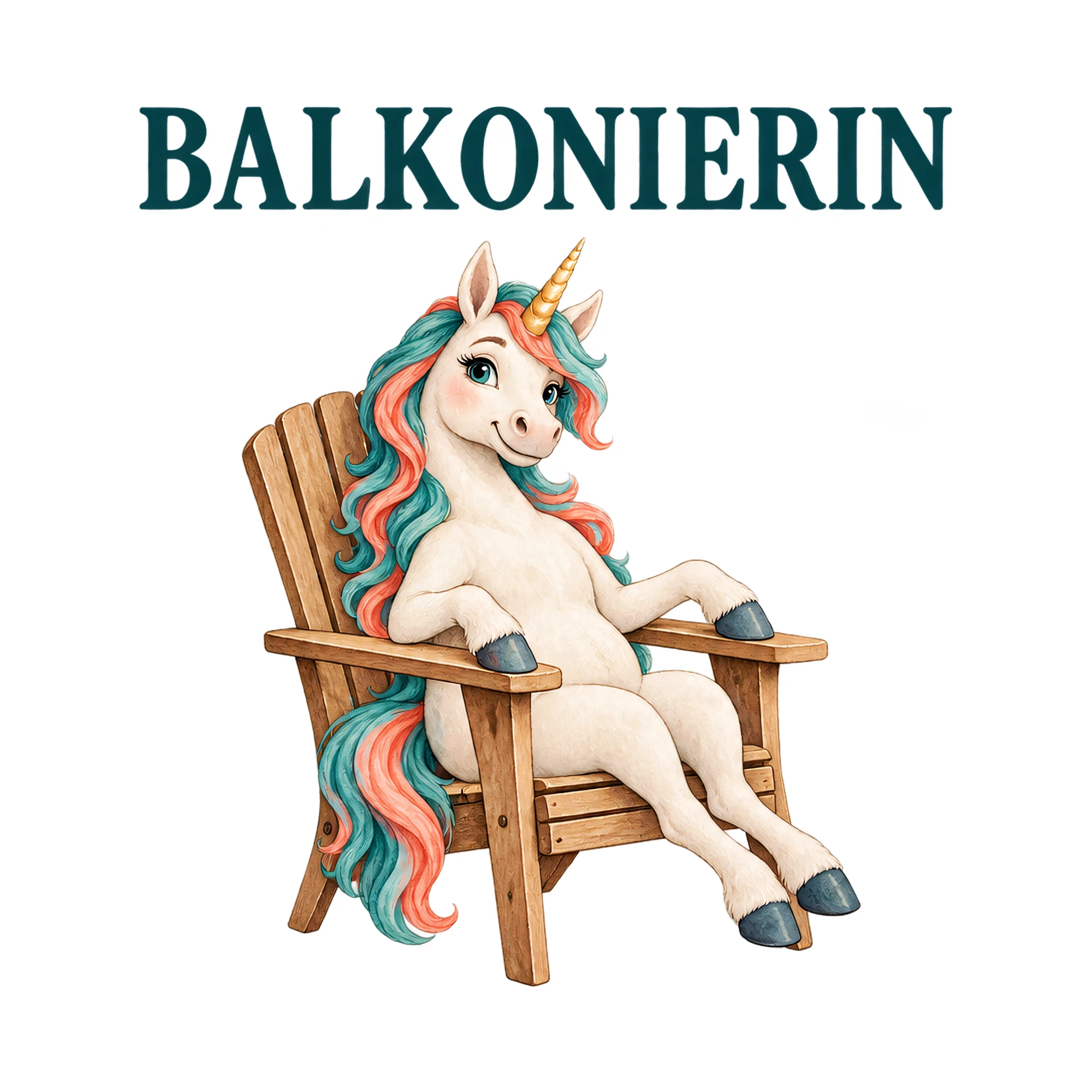 Bügelbild BALKONIERIN als Grafik auf weißem Hintergrund (BB021216)