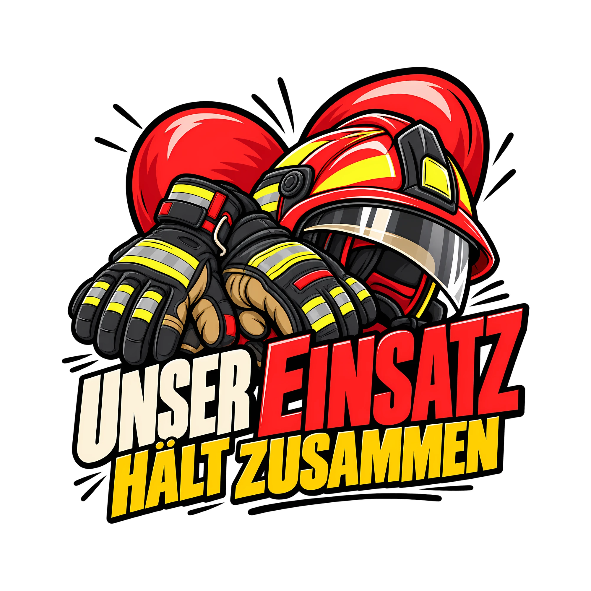 Bügelbild UNSER EINSATZ HÄLT ZUSAMMEN als Grafik auf weißem Hintergrund (BB011702)