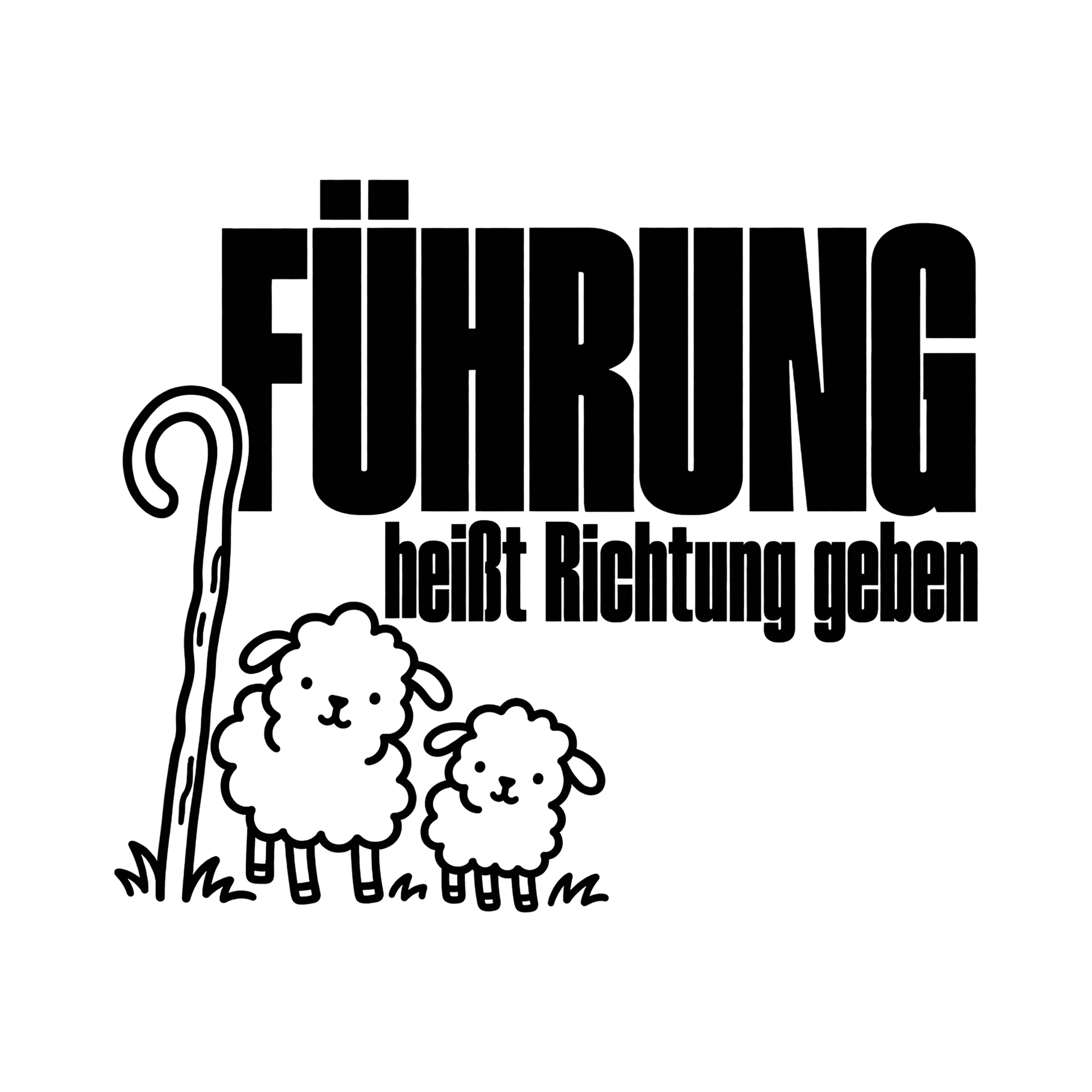 Bügelbild Führung heißt Richtung geben als Grafik auf weißem Hintergrund (BB014489)