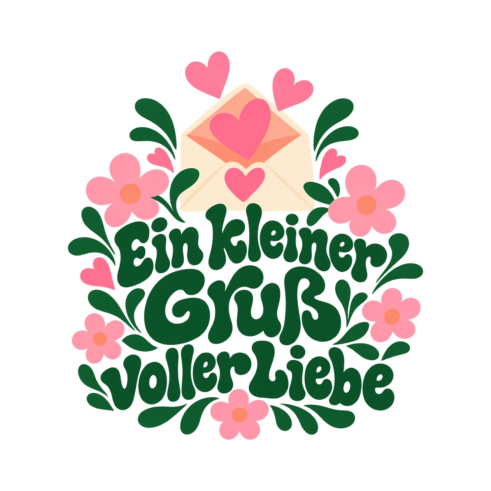 Bügelbild Ein kleiner Gruß voller Liebe als Grafik auf weißem Hintergrund (BB013453)