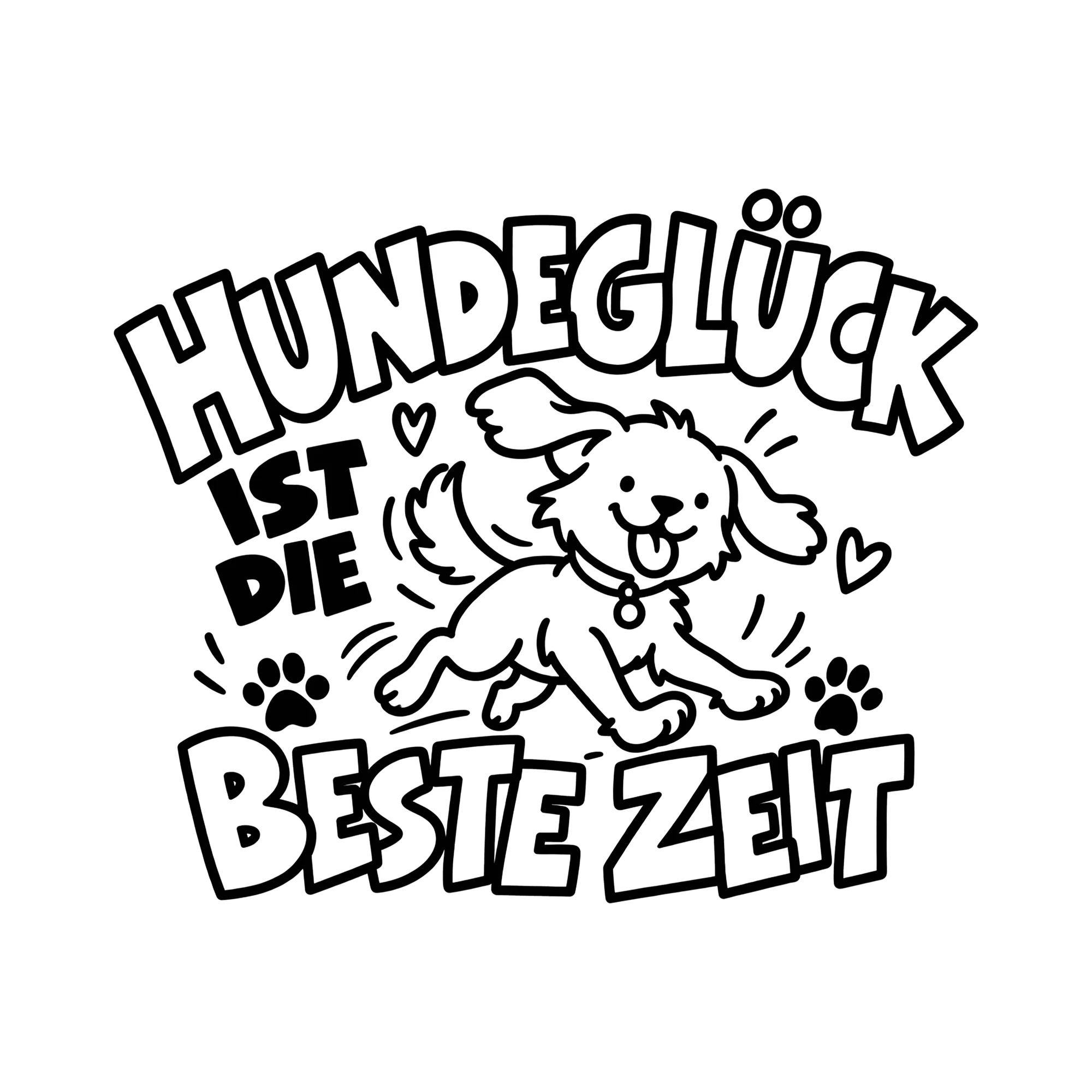 Bügelbild Hundeglück ist die beste Zeit als Grafik auf weißem Hintergrund (BB012257)