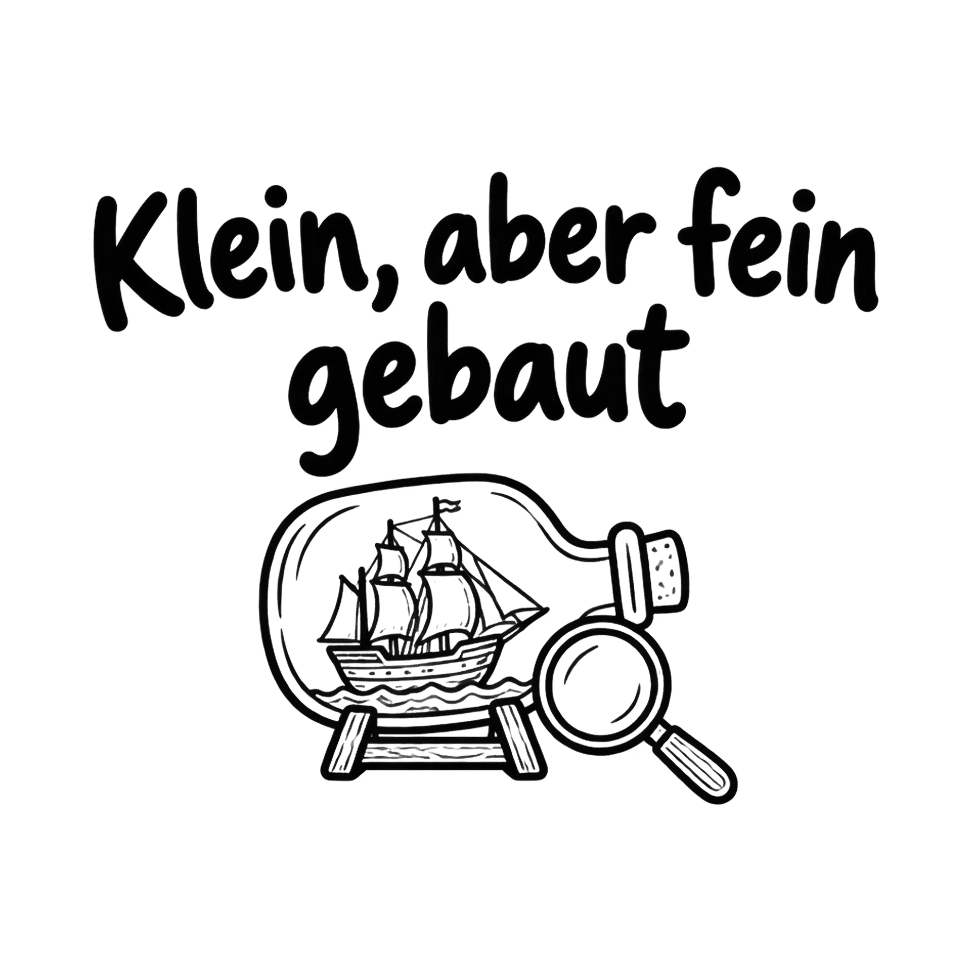 Bügelbild Klein, aber fein gebaut als Grafik auf weißem Hintergrund (BB019353)