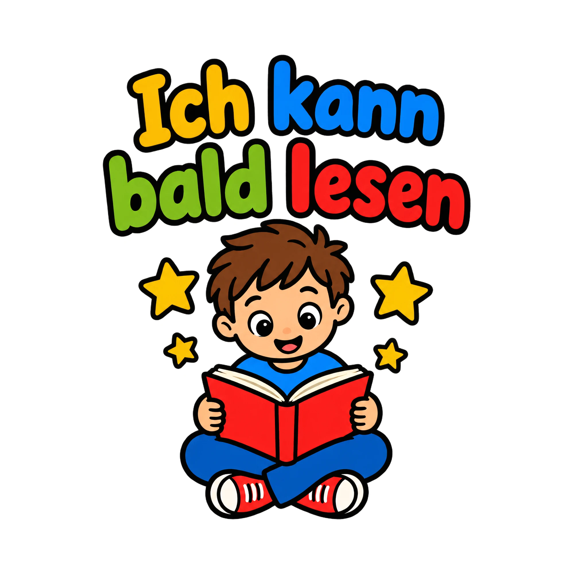 Bügelbild Ich kann bald lesen, Hobby Shirt Spruch als Grafik auf weißem Hintergrund (BB020097)